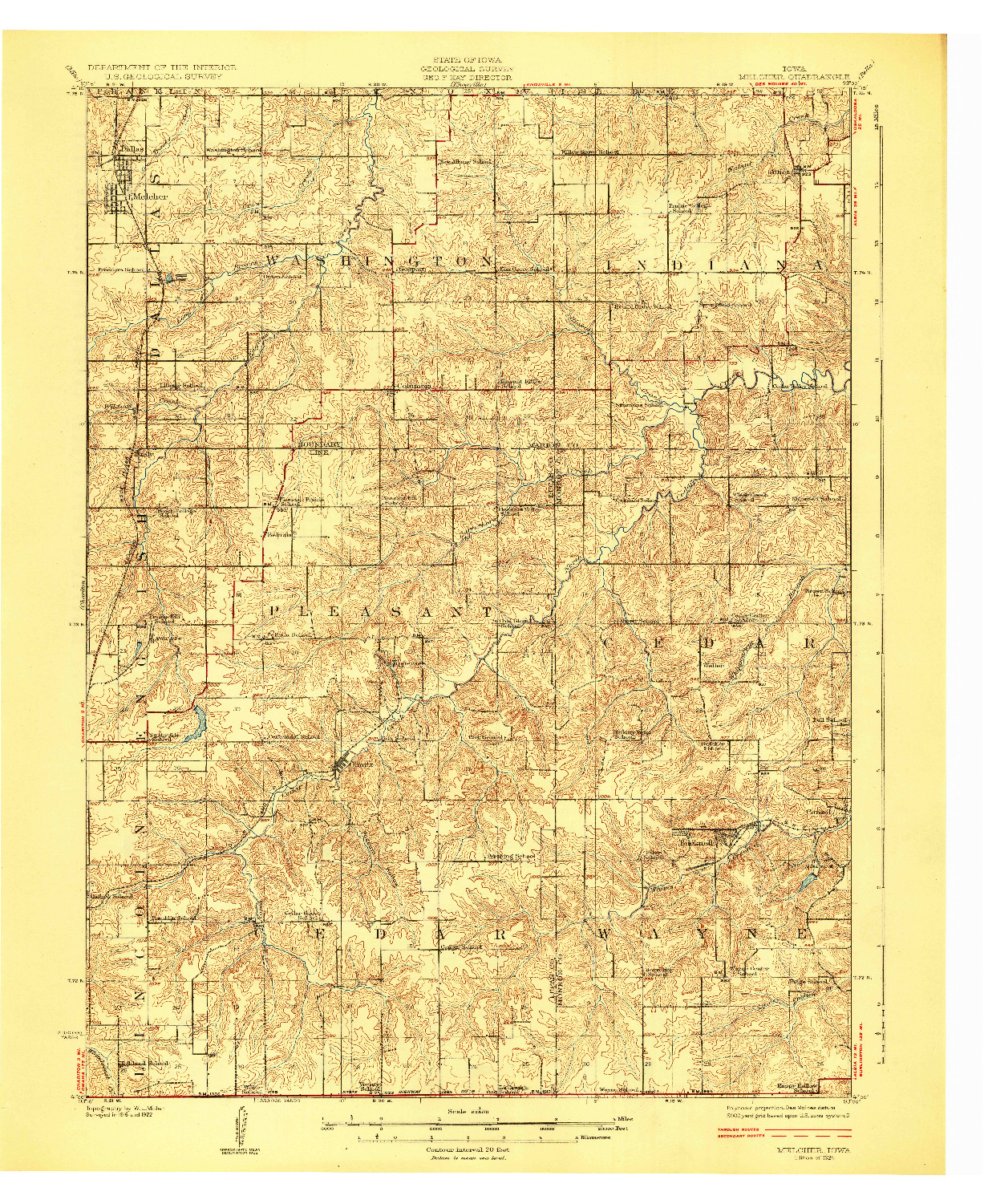USGS 1:62500-SCALE QUADRANGLE FOR MELCHER, IA 1924