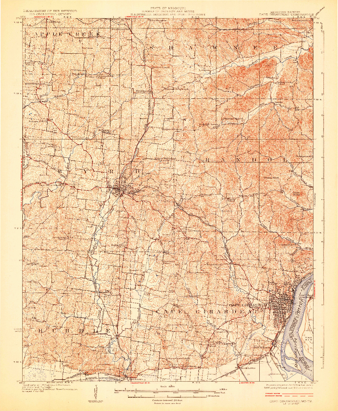 USGS 1:62500-SCALE QUADRANGLE FOR CAPE GIRARDEAU, MO 1924