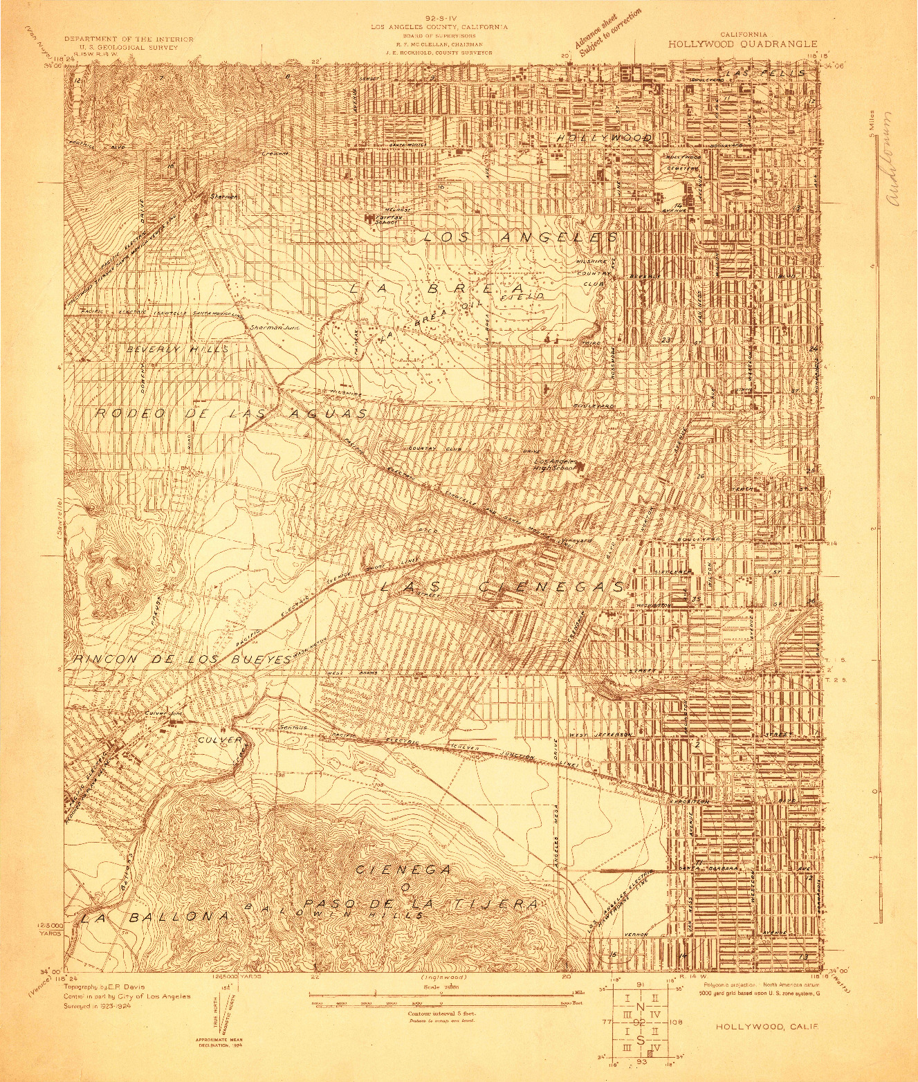 USGS 1:24000-SCALE QUADRANGLE FOR HOLLYWOOD, CA 1924