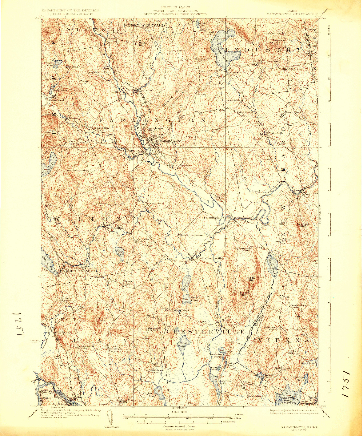 USGS 1:62500-SCALE QUADRANGLE FOR FARMINGTON, ME 1924