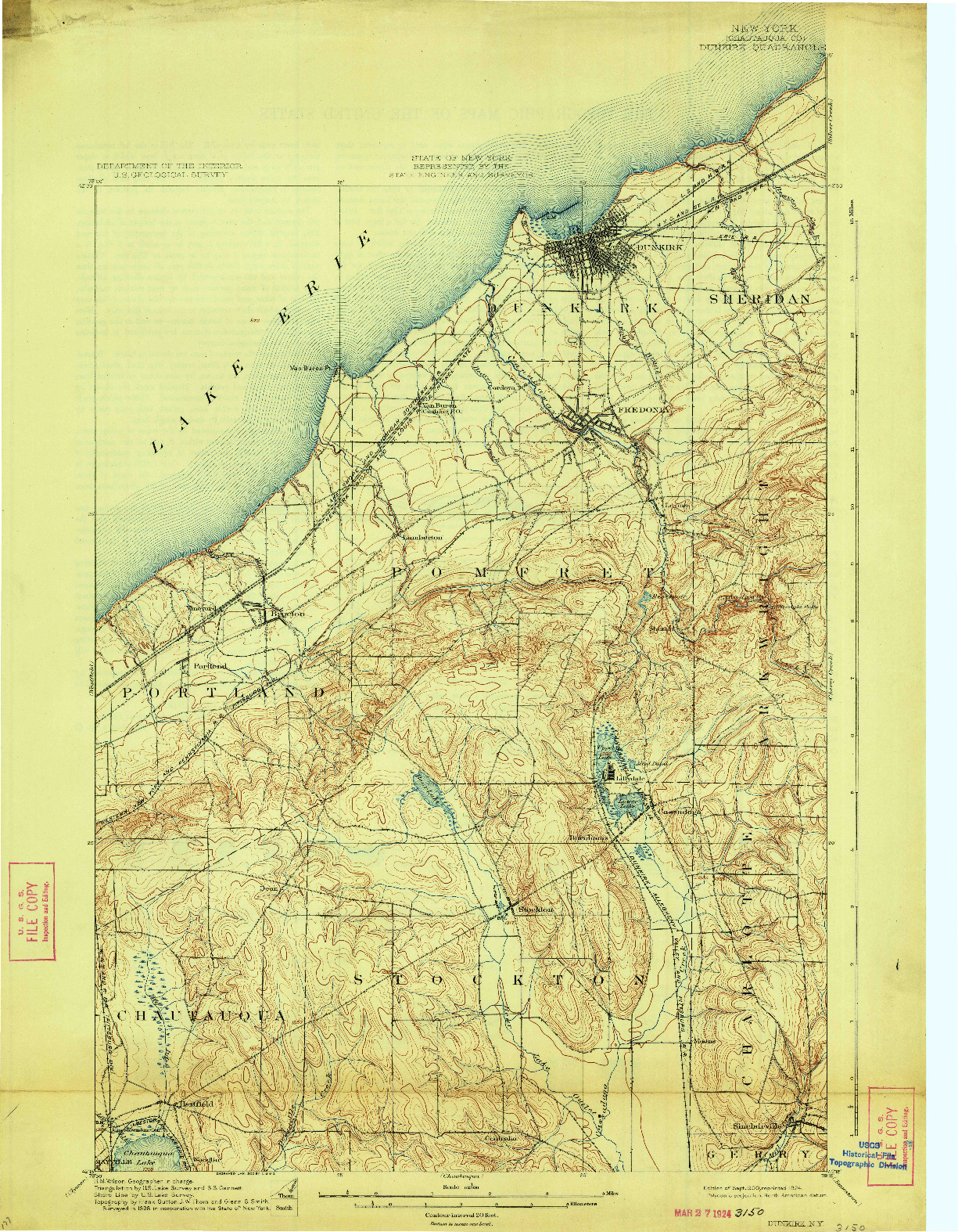 USGS 1:62500-SCALE QUADRANGLE FOR DUNKIRK, NY 1900