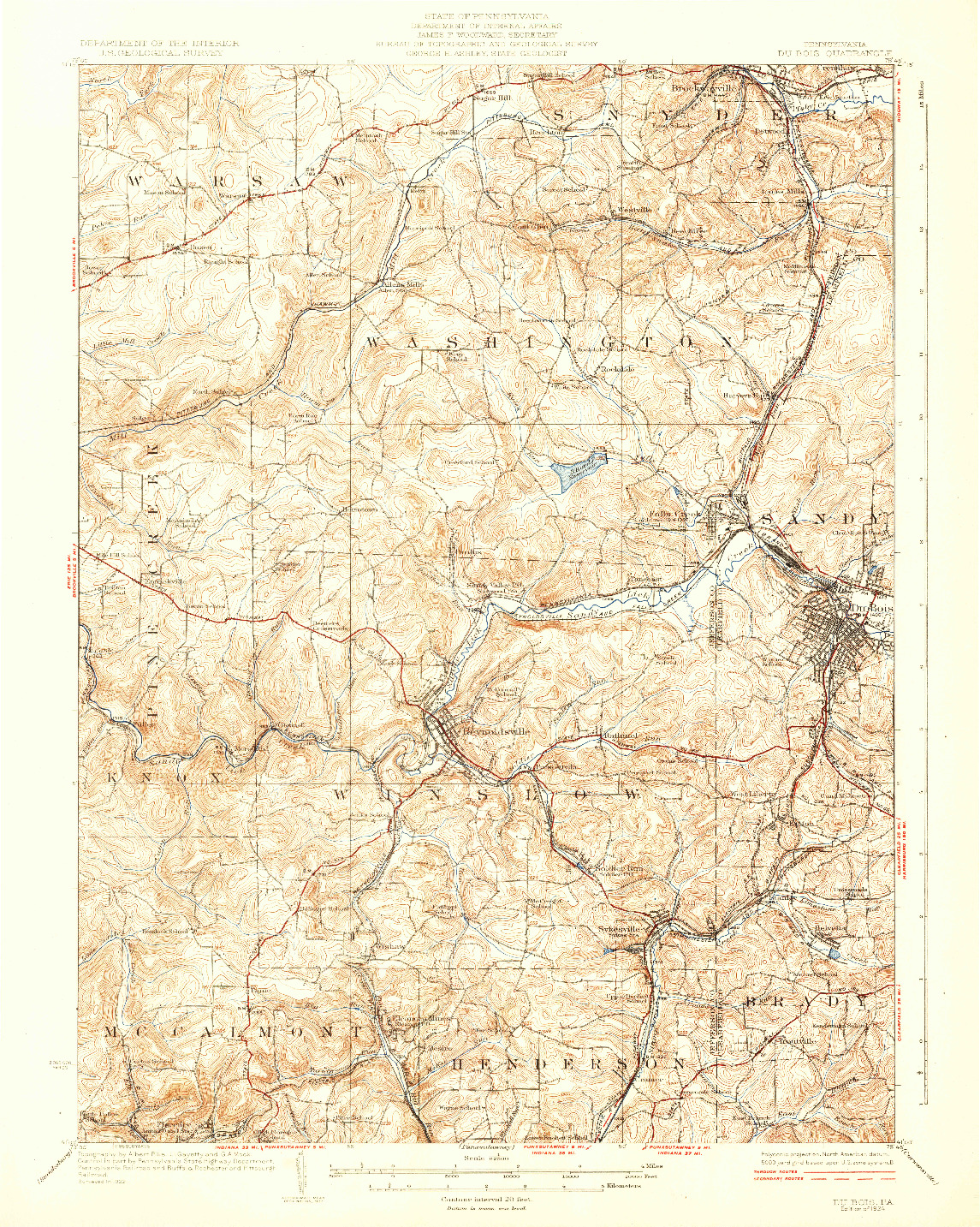 USGS 1:62500-SCALE QUADRANGLE FOR DU BOIS, PA 1924