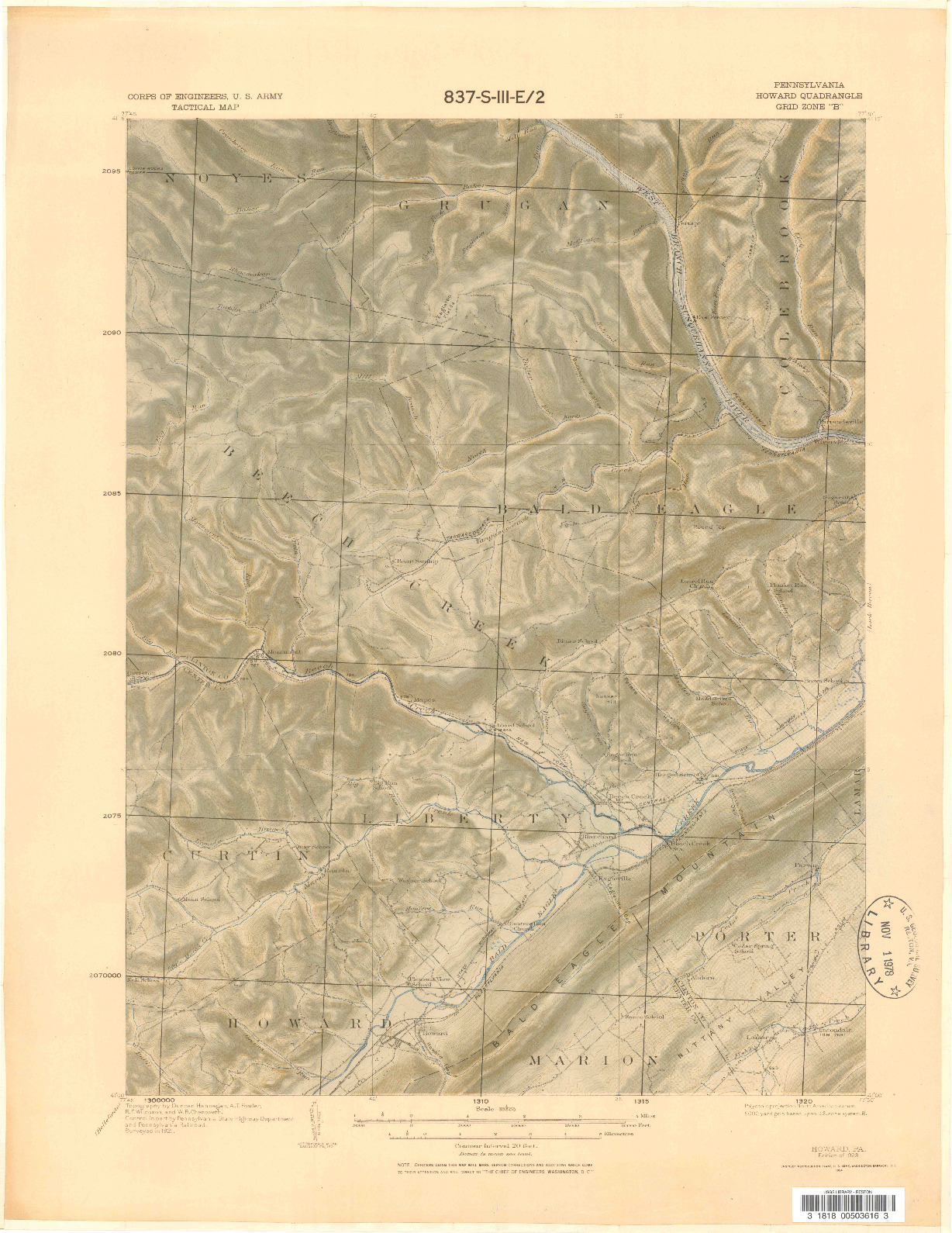 USGS 1:62500-SCALE QUADRANGLE FOR HOWARD, PA 1923