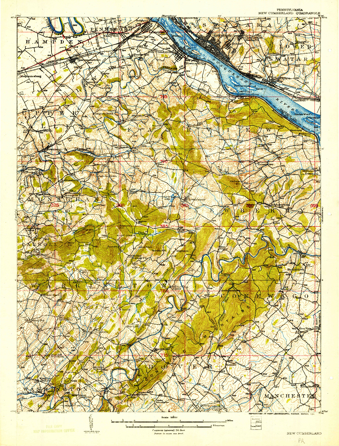 USGS 1:62500-SCALE QUADRANGLE FOR NEW CUMBERLAND, PA 1906