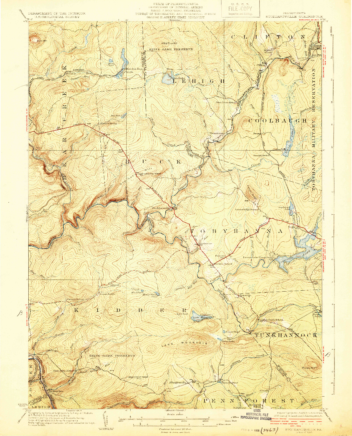 USGS 1:62500-SCALE QUADRANGLE FOR STODDARTSVILLE, PA 1924