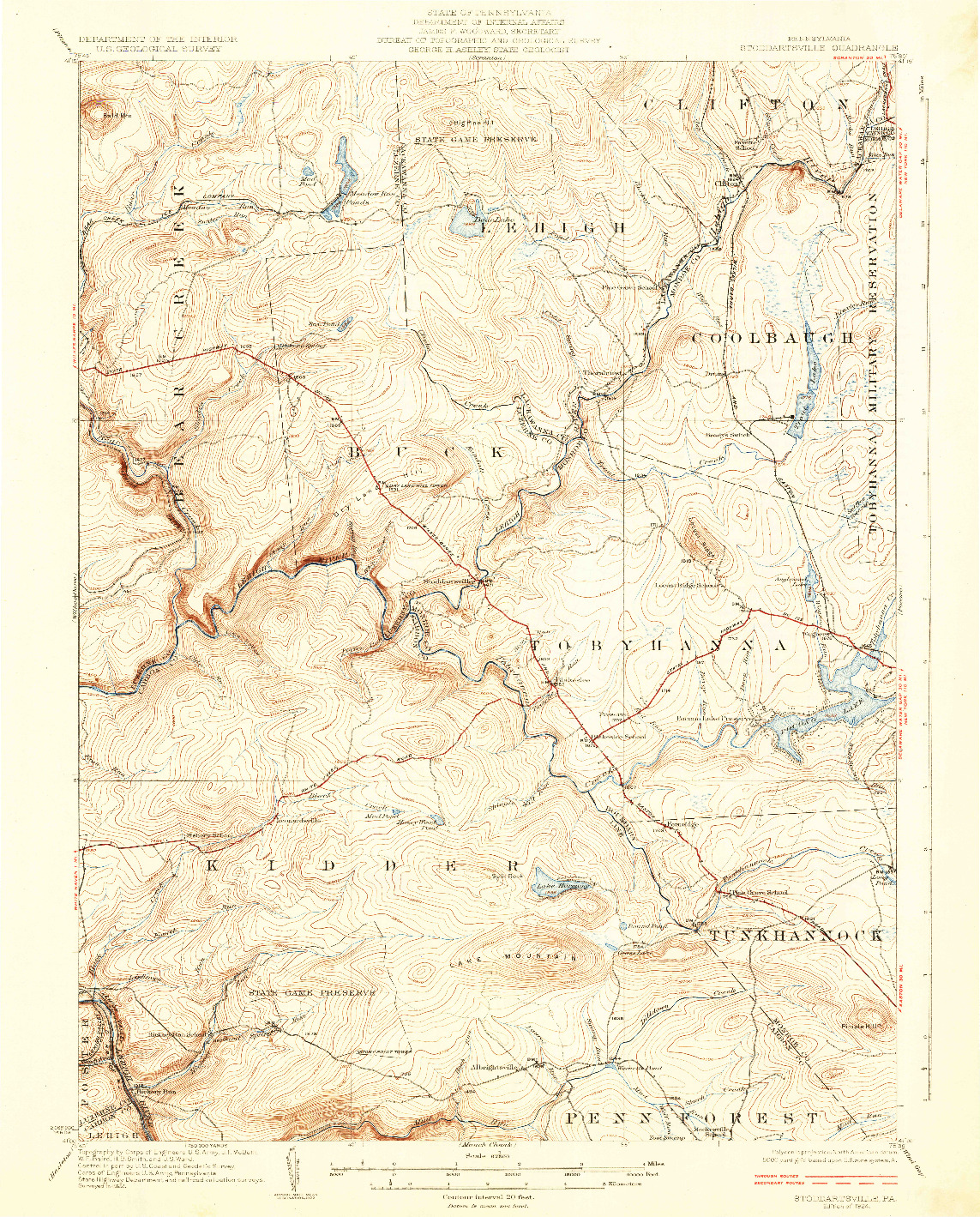 USGS 1:62500-SCALE QUADRANGLE FOR STODDARTSVILLE, PA 1924