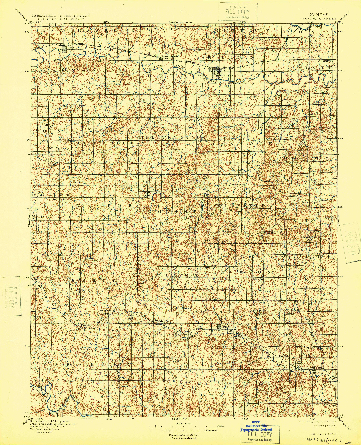 USGS 1:125000-SCALE QUADRANGLE FOR OSBORNE, KS 1896