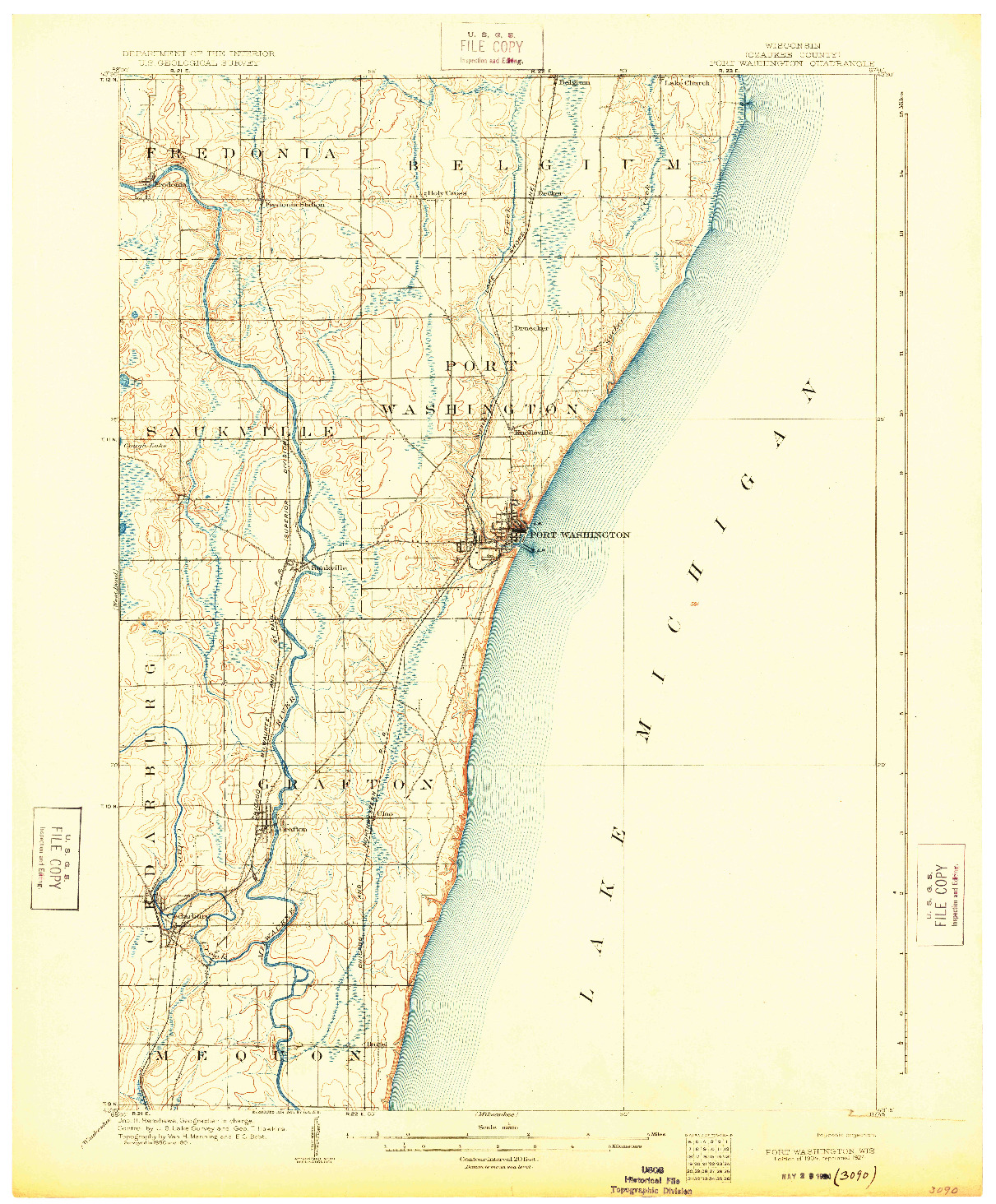 USGS 1:62500-SCALE QUADRANGLE FOR PORT WASHINGTON, WI 1904
