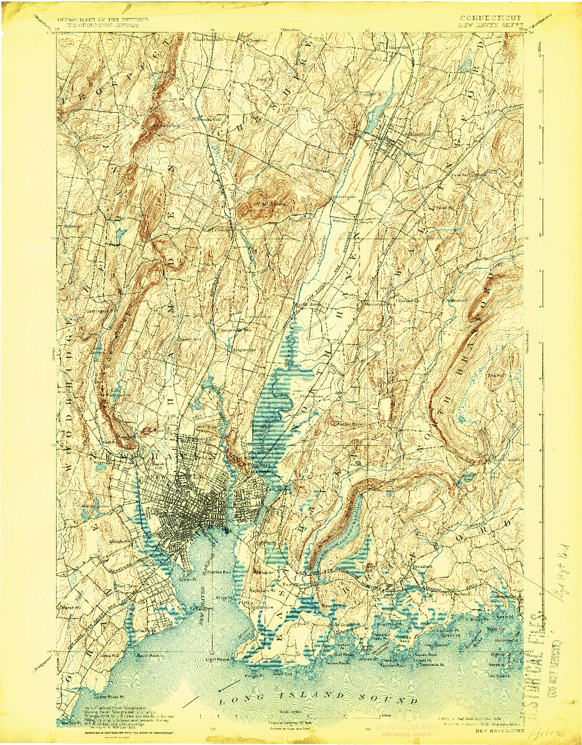 USGS 1:62500-SCALE QUADRANGLE FOR NEW HAVEN, CT 1892