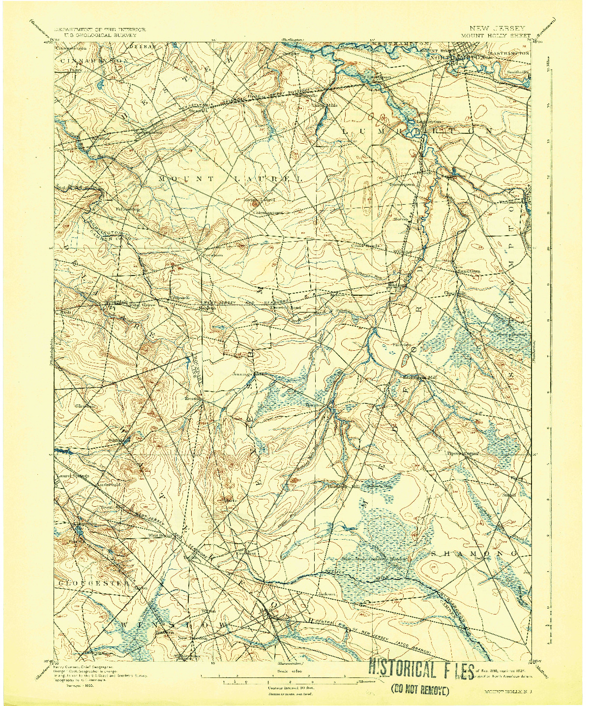 USGS 1:62500-SCALE QUADRANGLE FOR MOUNT HOLLY, NJ 1898