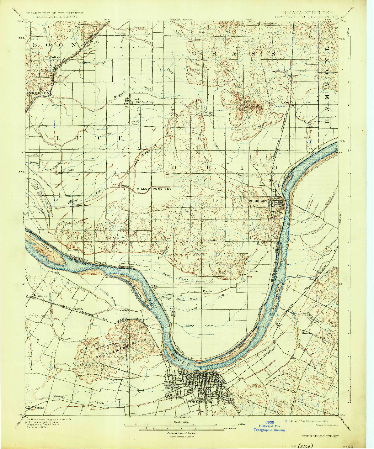 USGS 1:62500-SCALE QUADRANGLE FOR OWENSBORO, IN 1901