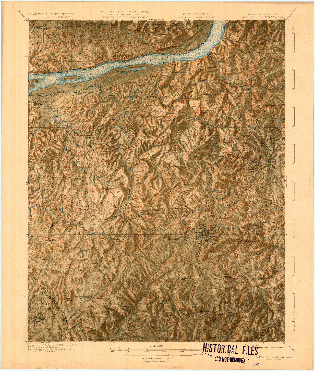 USGS 1:62500-SCALE QUADRANGLE FOR CAVE IN ROCK, KY 1925