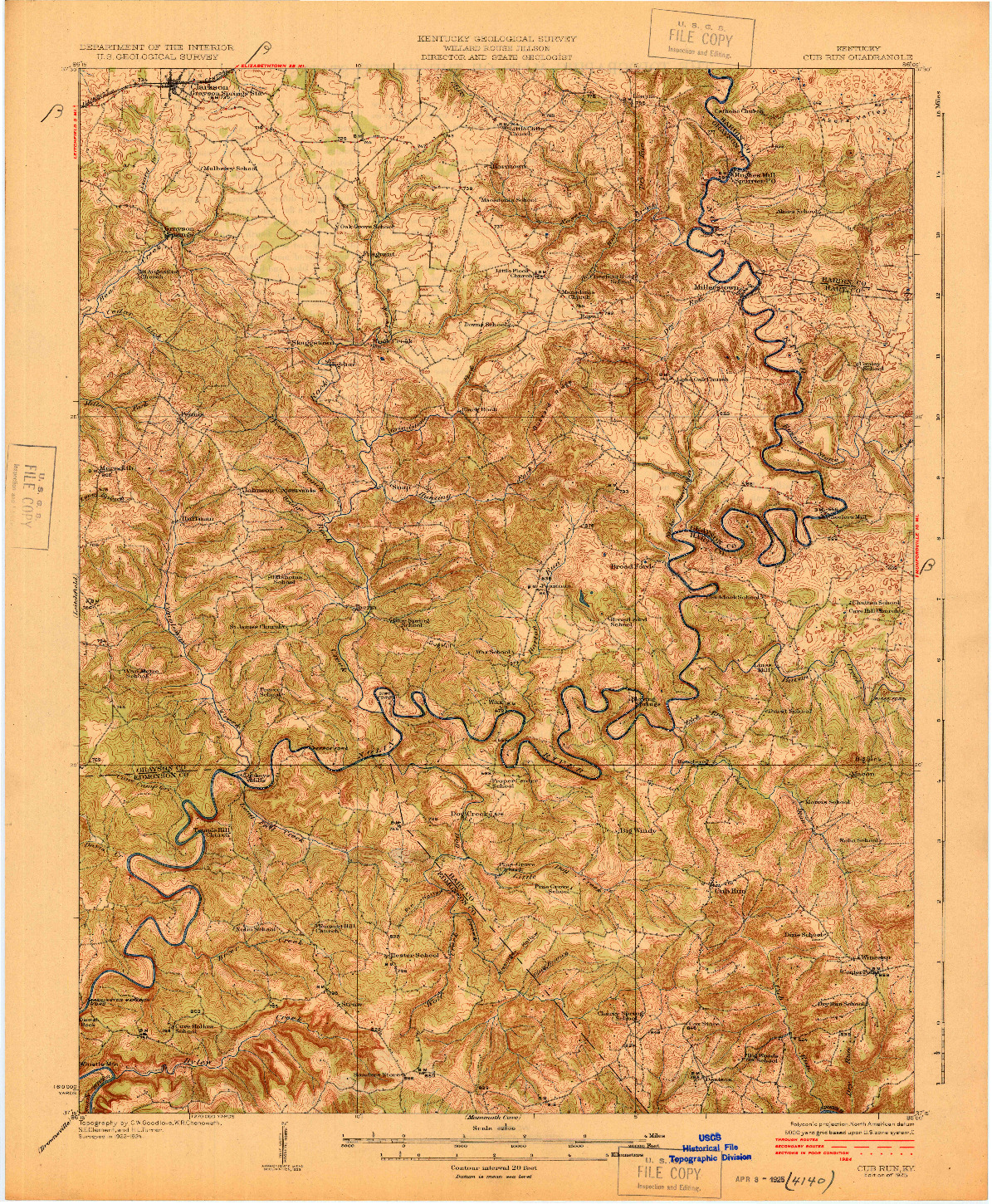 USGS 1:62500-SCALE QUADRANGLE FOR CUB RUN, KY 1925