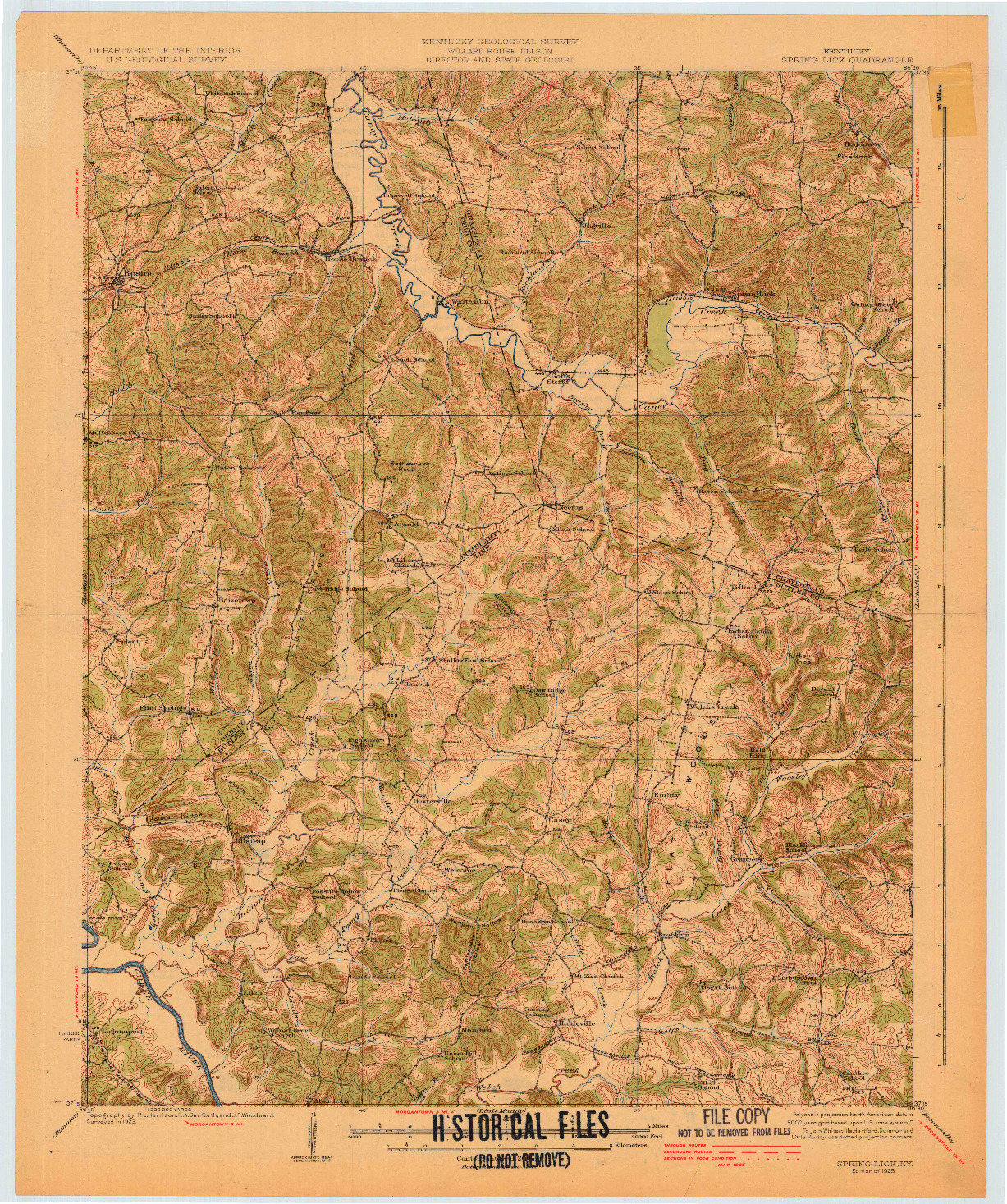 USGS 1:62500-SCALE QUADRANGLE FOR SPRING LICK, KY 1925