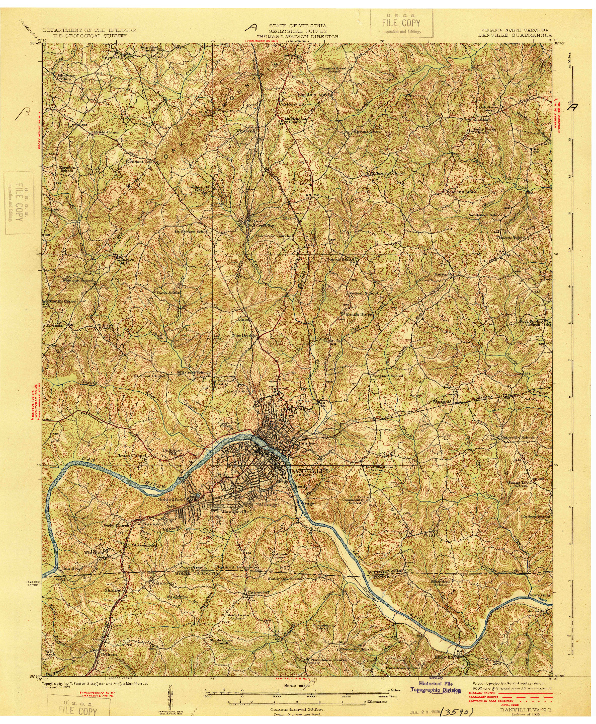 USGS 1:62500-SCALE QUADRANGLE FOR DANVILLE, VA 1925