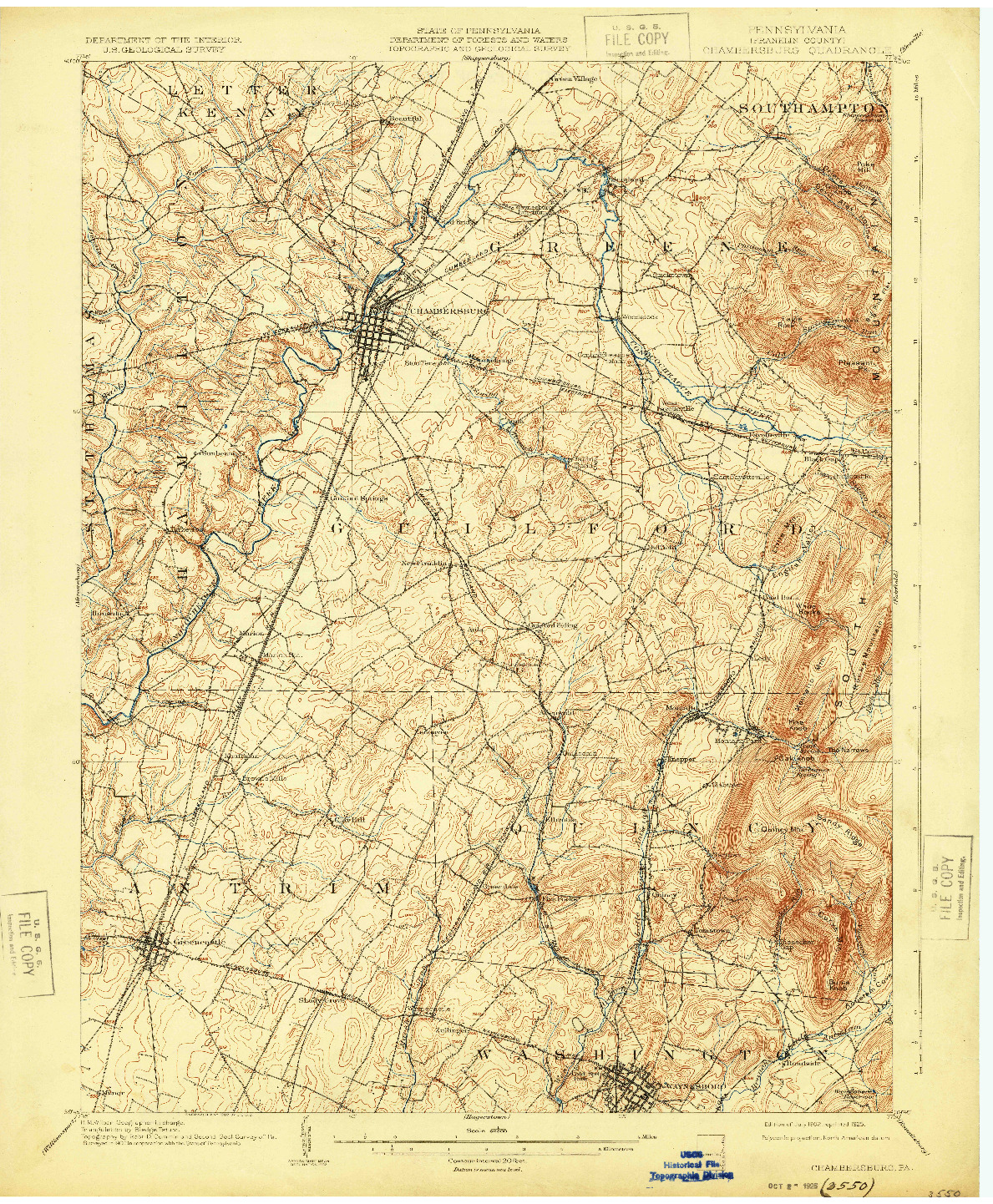 USGS 1:62500-SCALE QUADRANGLE FOR CHAMBERSBURG, PA 1902