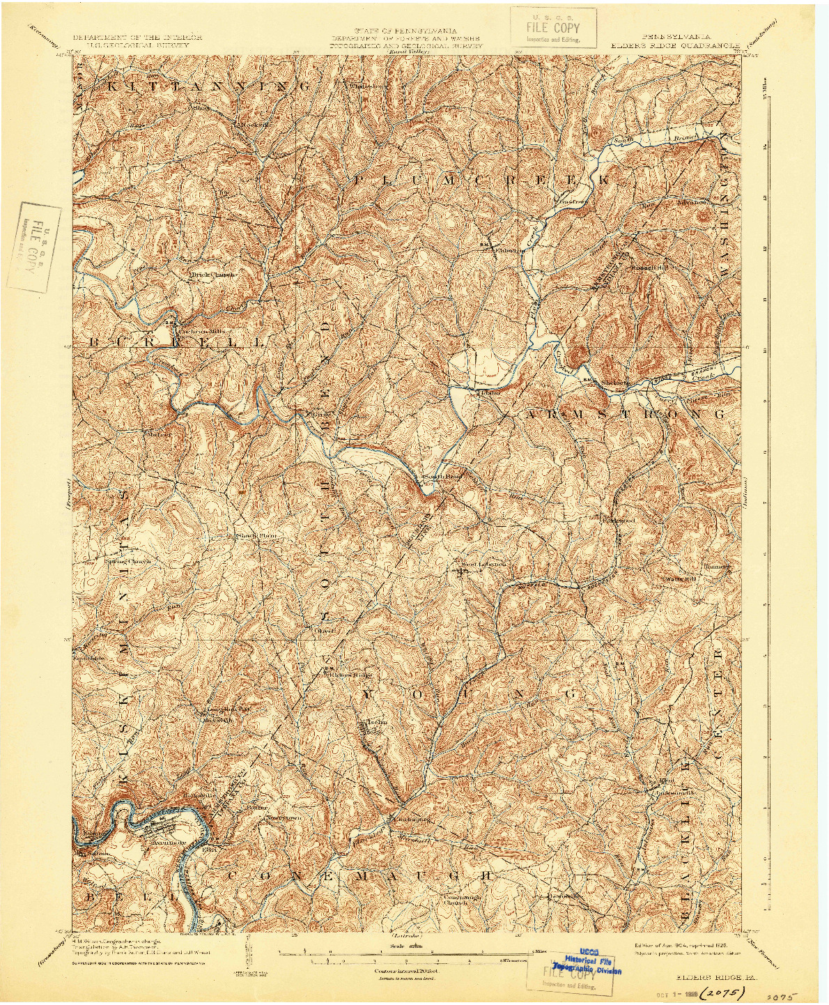 USGS 1:62500-SCALE QUADRANGLE FOR ELDERS RIDGE, PA 1904