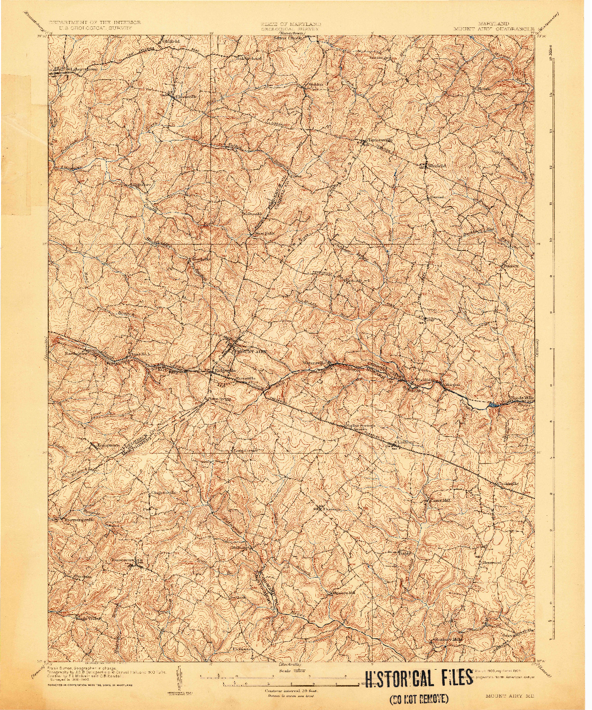 USGS 1:62500-SCALE QUADRANGLE FOR MOUNT AIRY, MD 1909