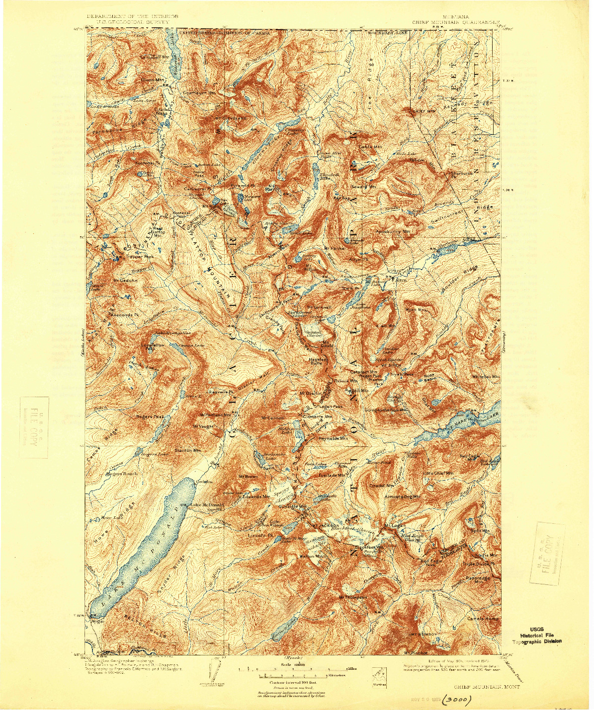 USGS 1:125000-SCALE QUADRANGLE FOR CHIEF MOUNTAIN, MT 1904