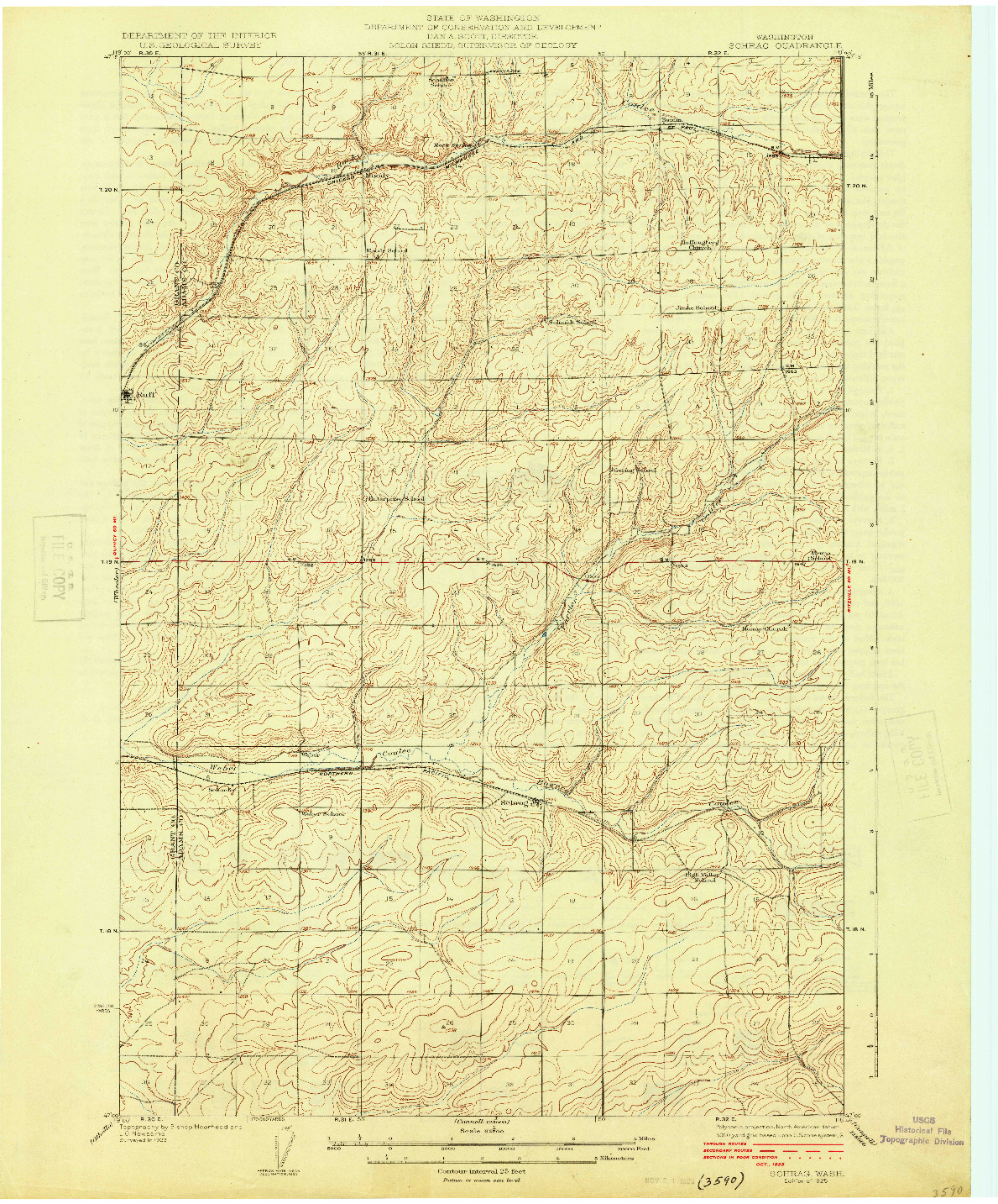 USGS 1:62500-SCALE QUADRANGLE FOR SCHRAG, WA 1925