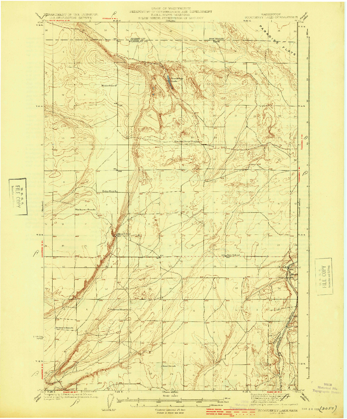 USGS 1:62500-SCALE QUADRANGLE FOR SCOOTENEY LAKE, WA 1925