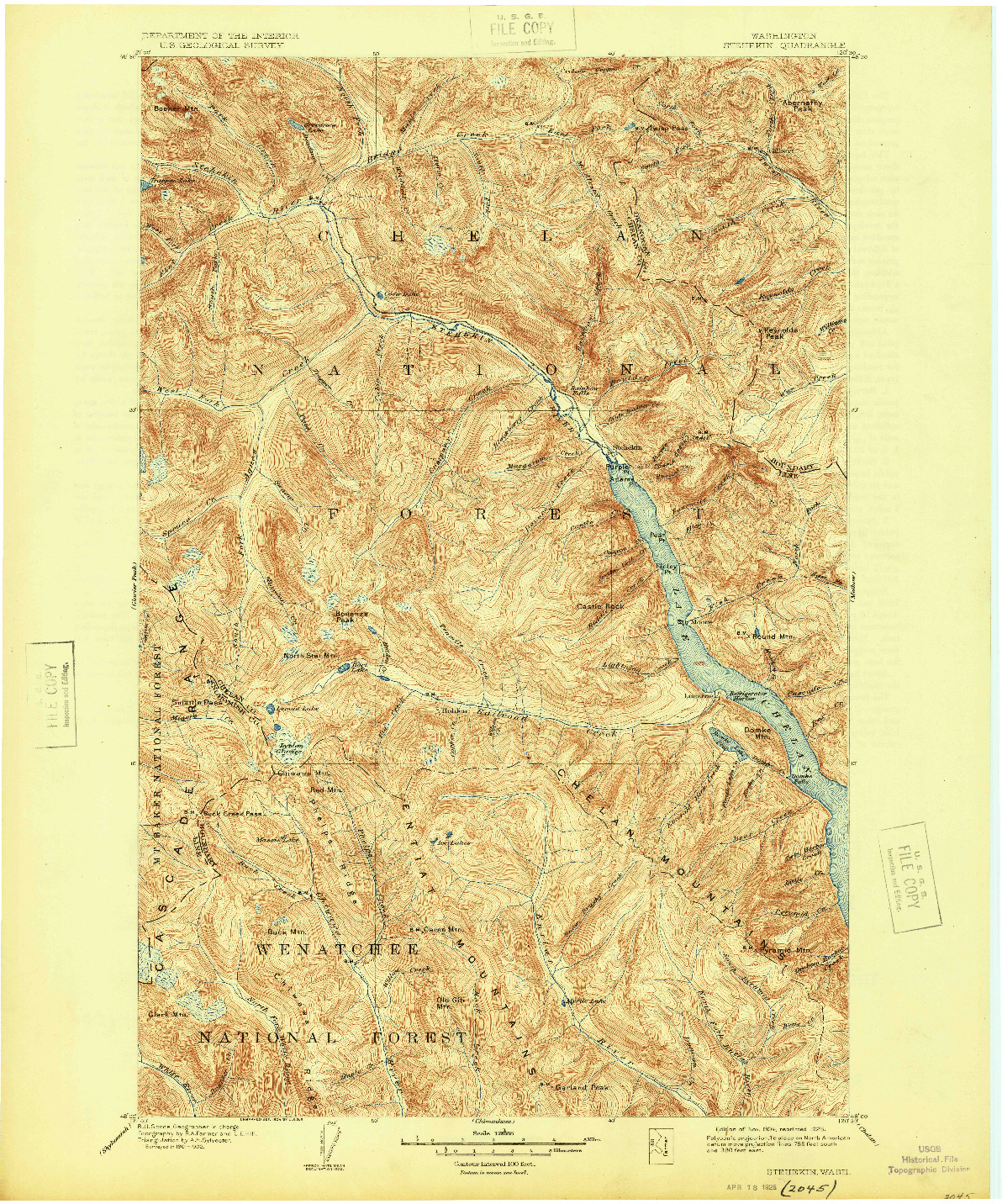 USGS 1:125000-SCALE QUADRANGLE FOR STEHEKIN, WA 1904