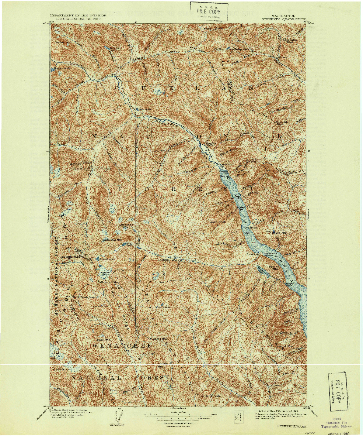 USGS 1:125000-SCALE QUADRANGLE FOR STEHEKIN, WA 1904