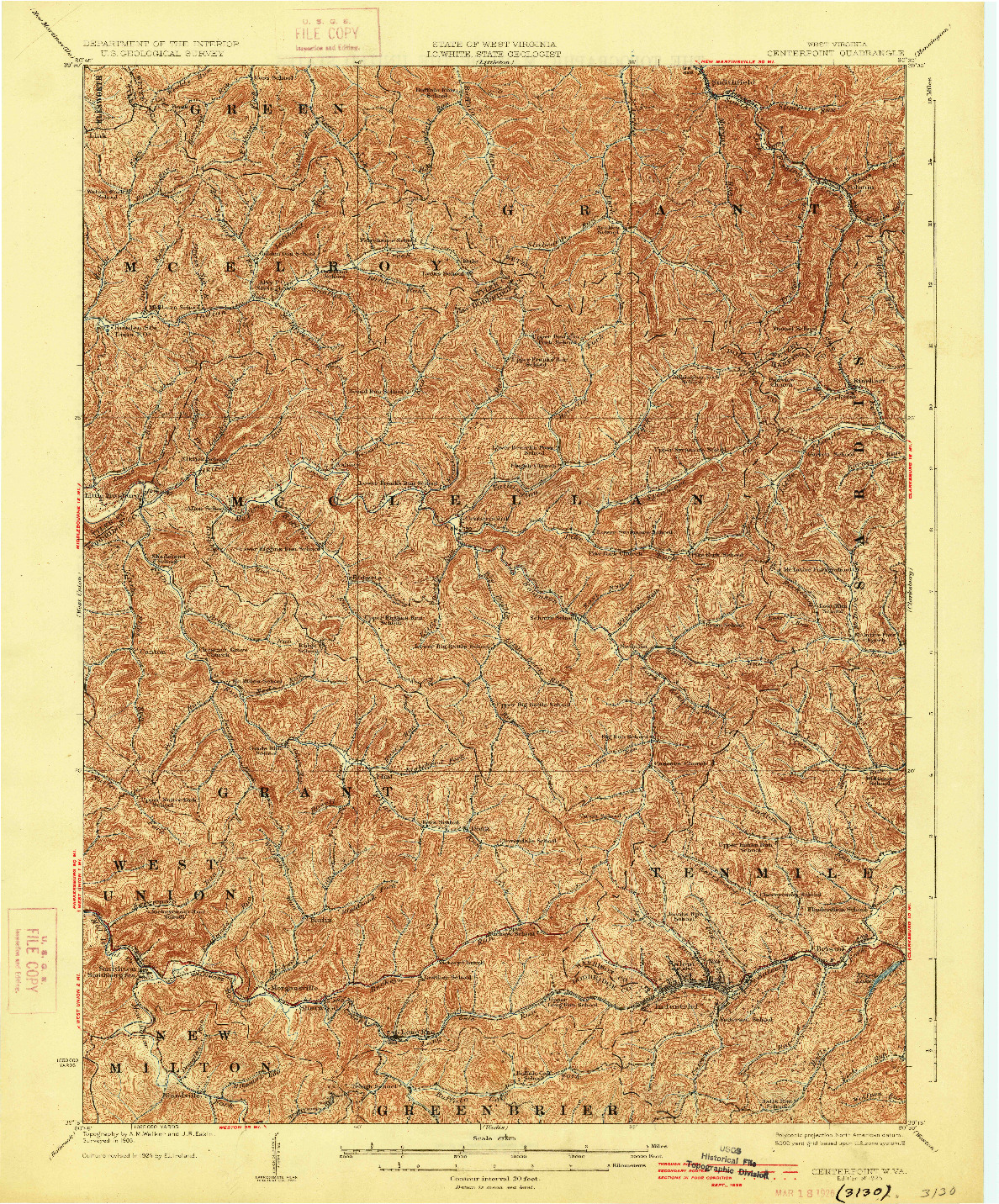 USGS 1:62500-SCALE QUADRANGLE FOR CENTERPOINT, WV 1925