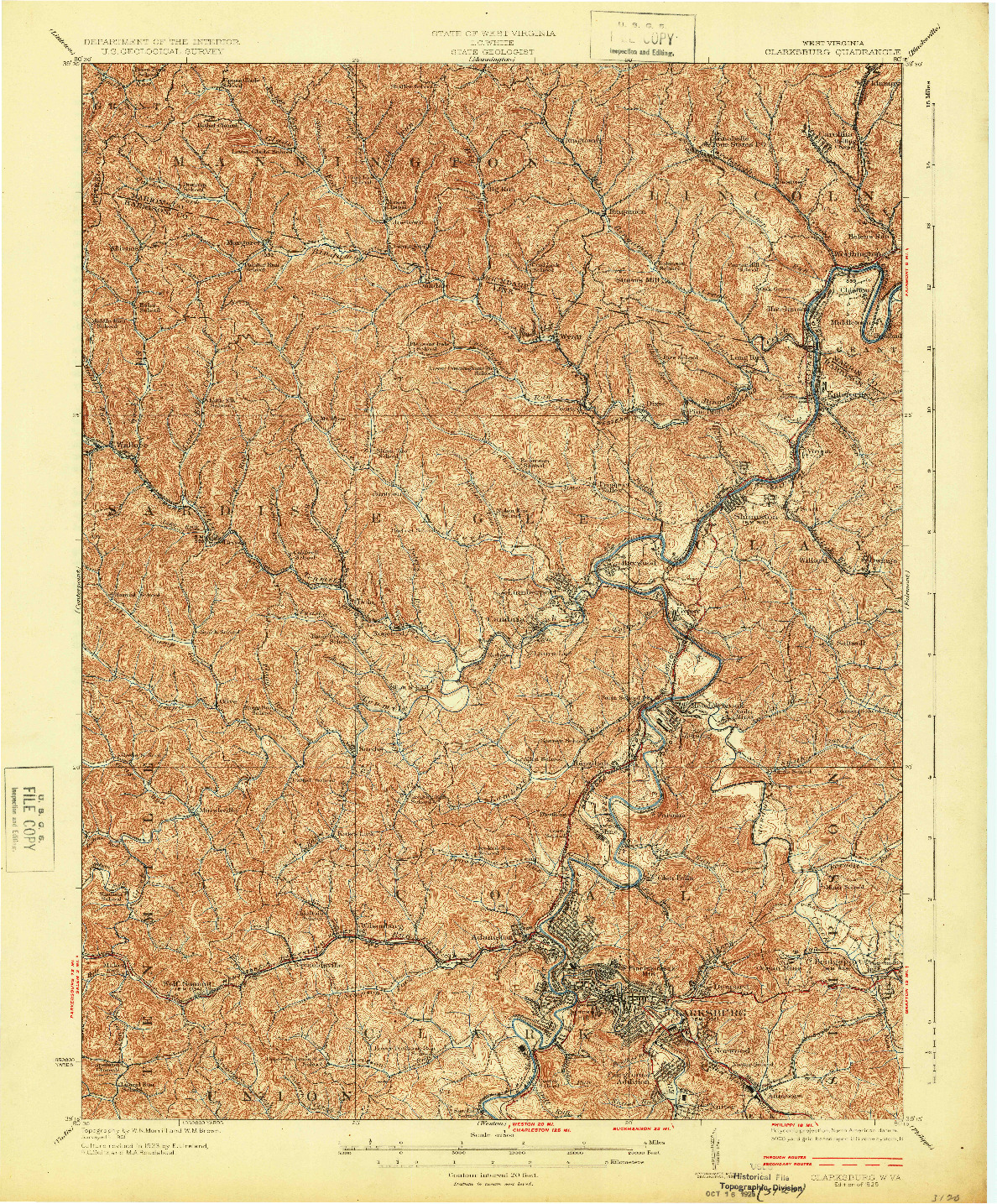 USGS 1:62500-SCALE QUADRANGLE FOR CLARKSBURG, WV 1925