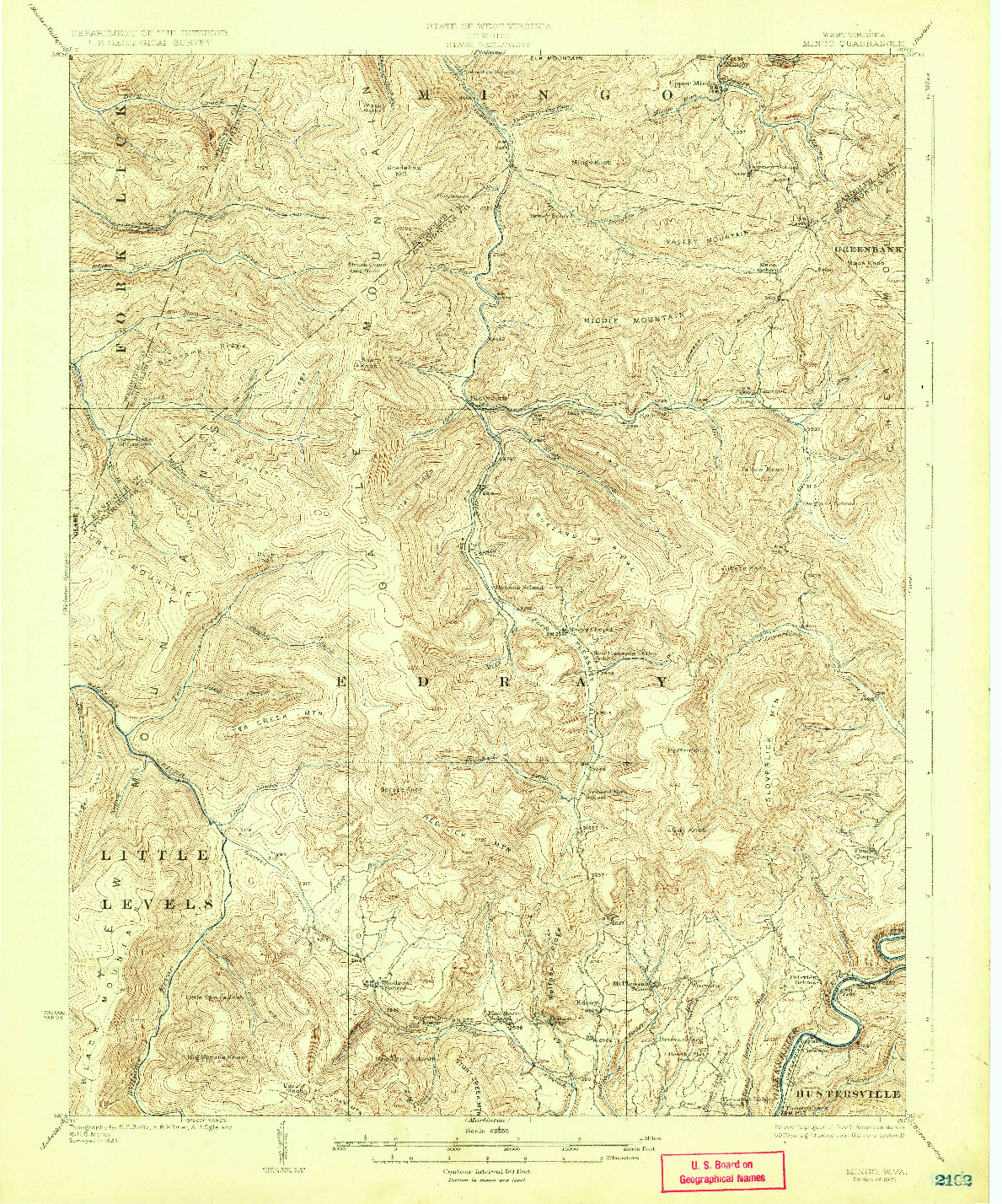 USGS 1:62500-SCALE QUADRANGLE FOR MINGO, WV 1925
