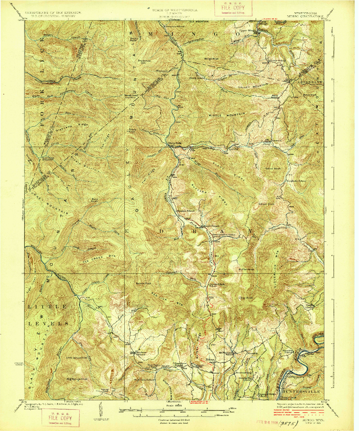 USGS 1:62500-SCALE QUADRANGLE FOR MINGO, WV 1925