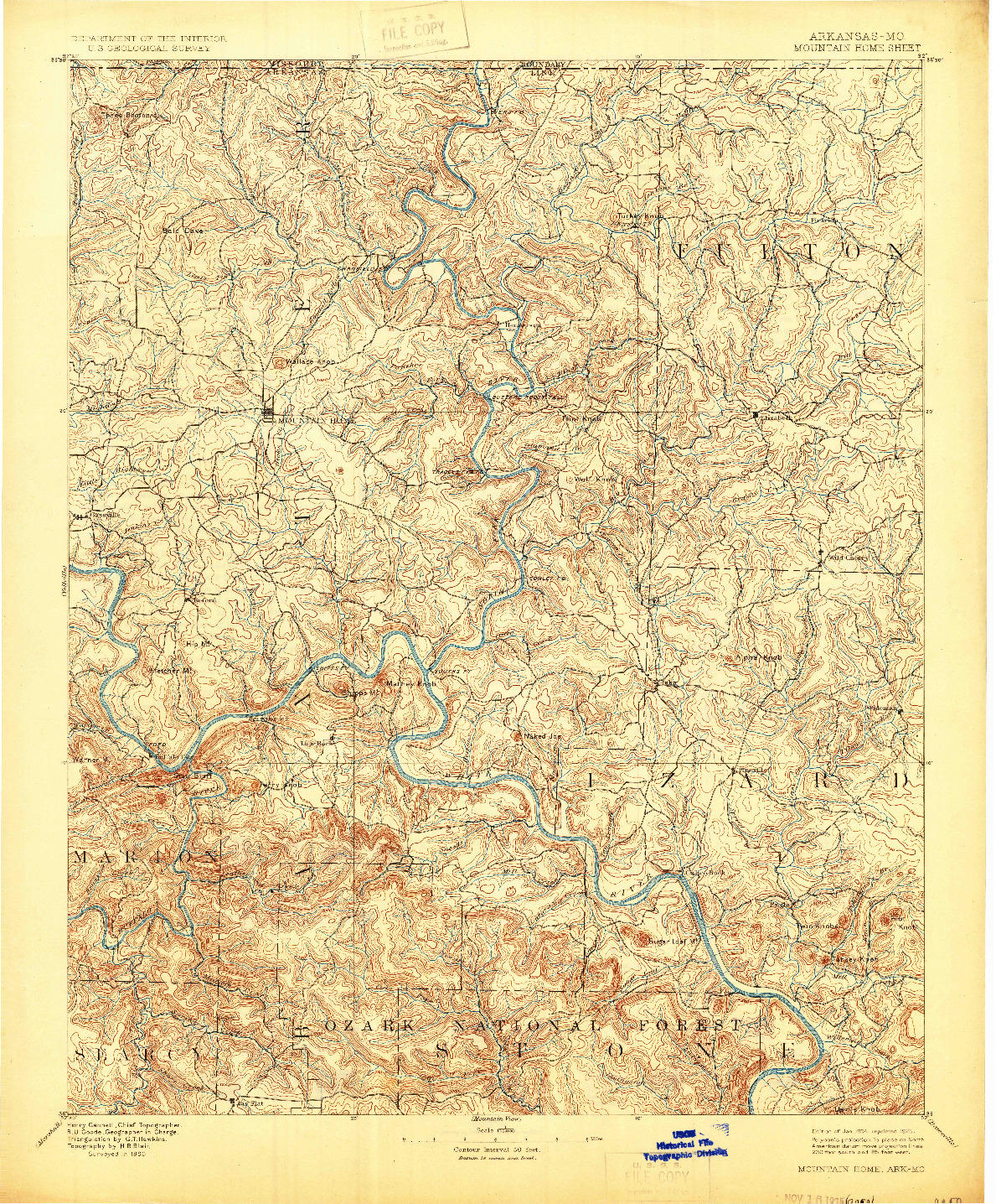 USGS 1:125000-SCALE QUADRANGLE FOR MOUNTAIN HOME, AR 1894