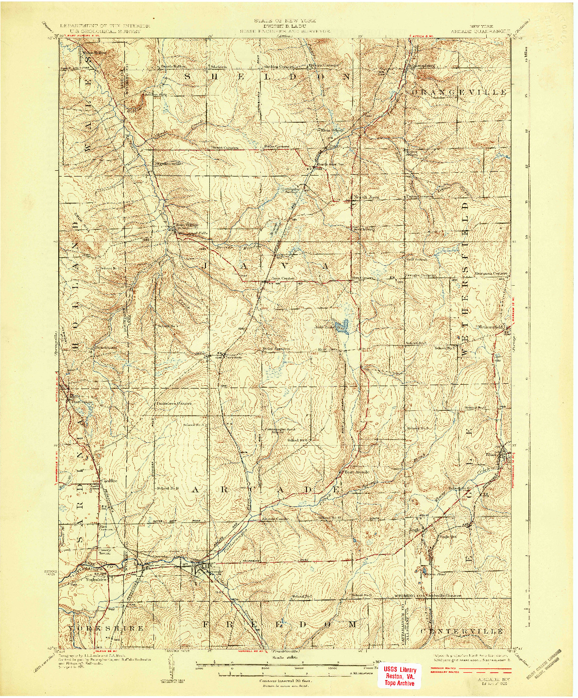 USGS 1:62500-SCALE QUADRANGLE FOR ARCADE, NY 1925