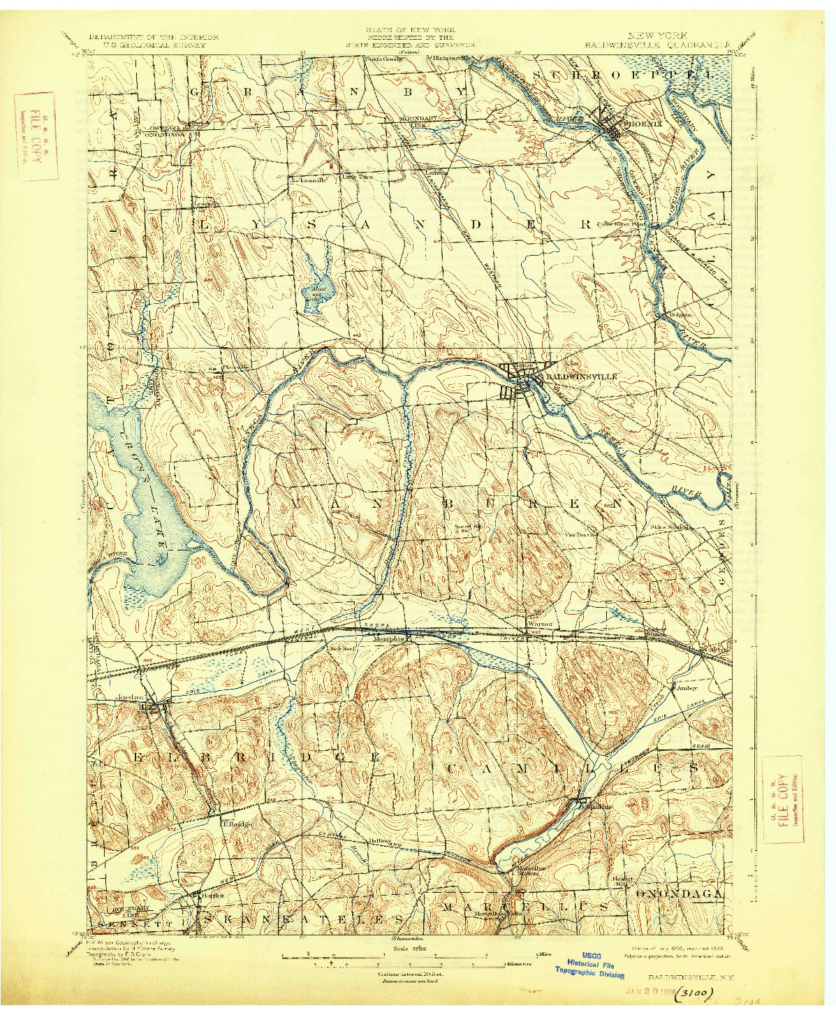 USGS 1:62500-SCALE QUADRANGLE FOR BALDWINSVILLE, NY 1900