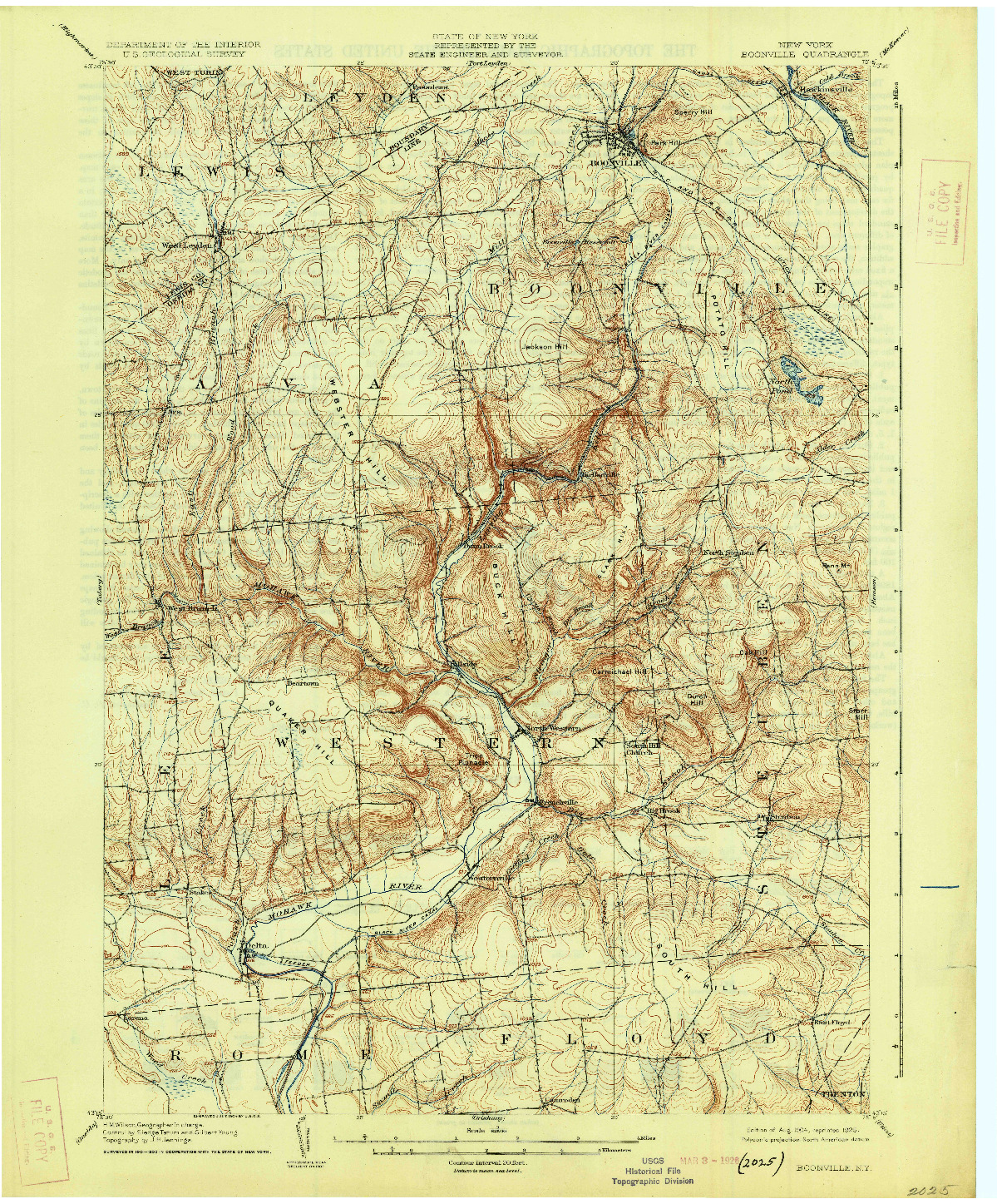 USGS 1:62500-SCALE QUADRANGLE FOR BOONVILLE, NY 1904