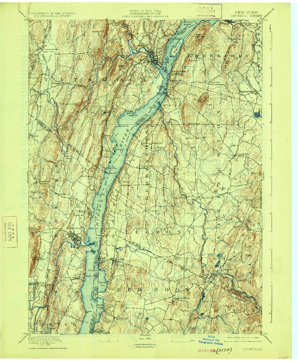 USGS 1:62500-SCALE QUADRANGLE FOR CATSKILL, NY 1895