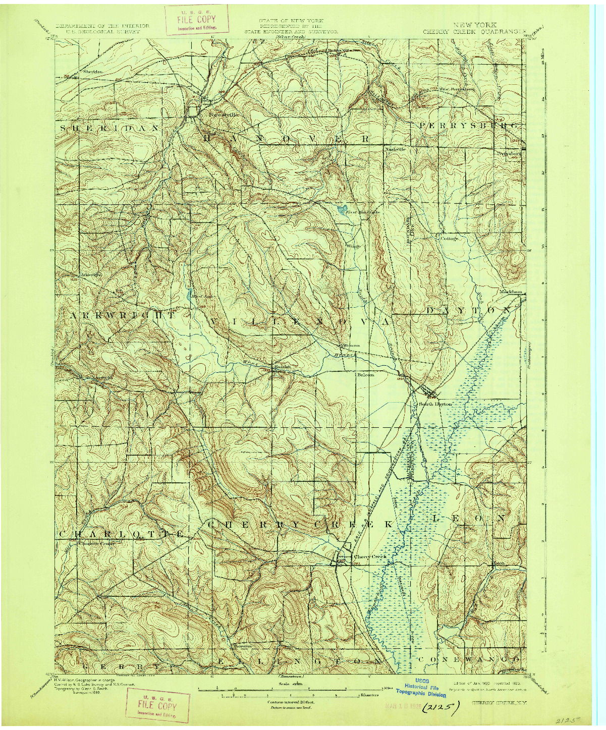 USGS 1:62500-SCALE QUADRANGLE FOR CHERRY CREEK, NY 1900