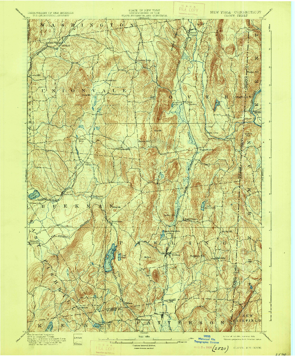 USGS 1:62500-SCALE QUADRANGLE FOR CLOVE, NY 1901