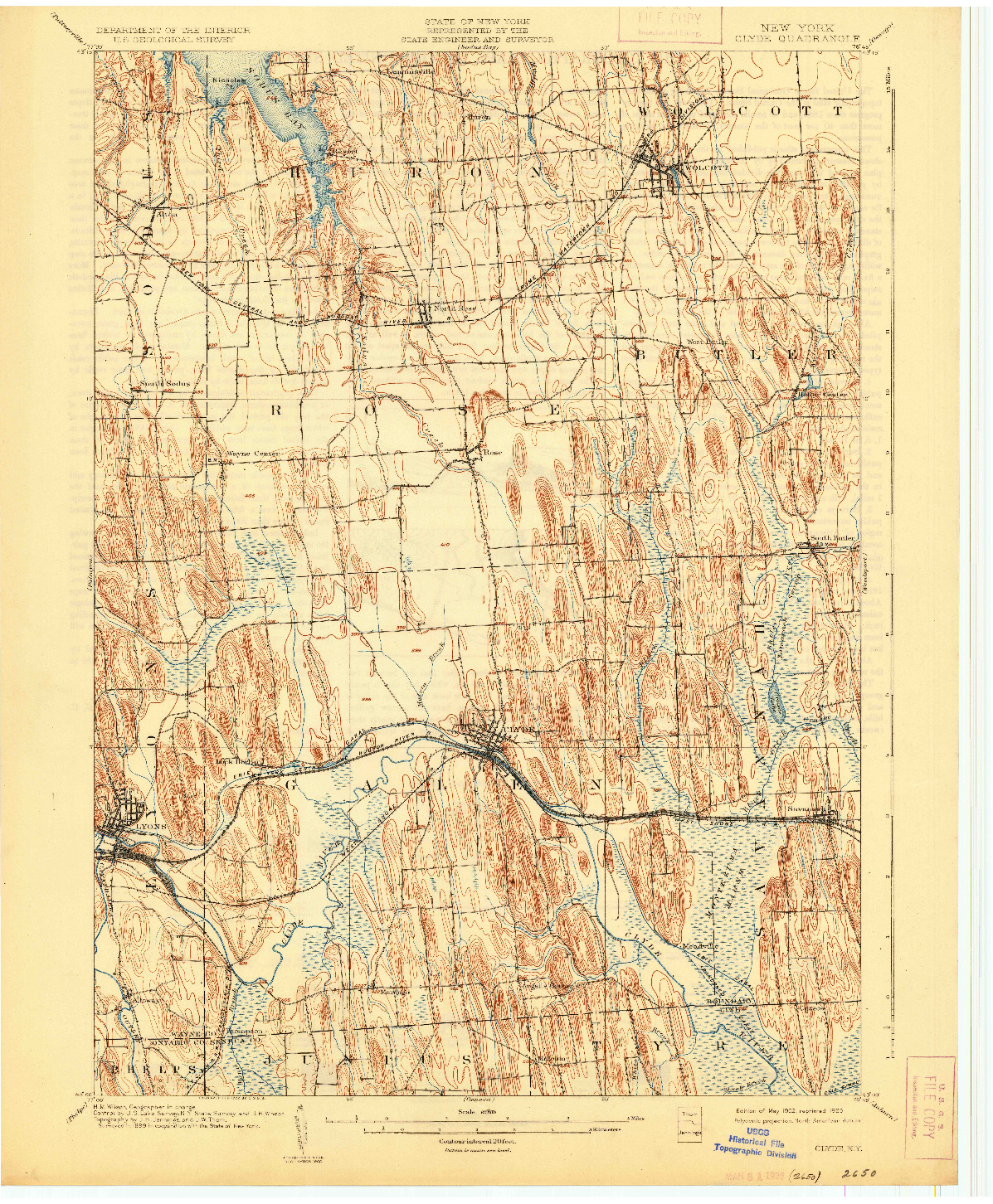 USGS 1:62500-SCALE QUADRANGLE FOR CLYDE, NY 1902