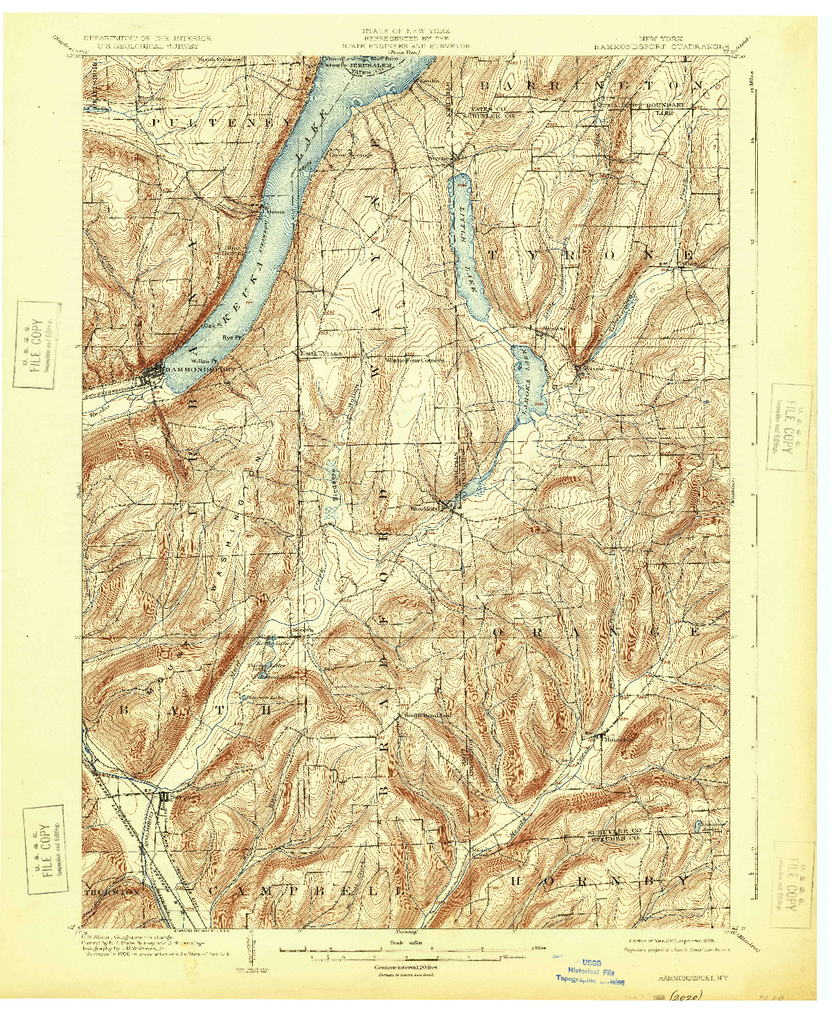 USGS 1:62500-SCALE QUADRANGLE FOR HAMMONDSPORT, NY 1903