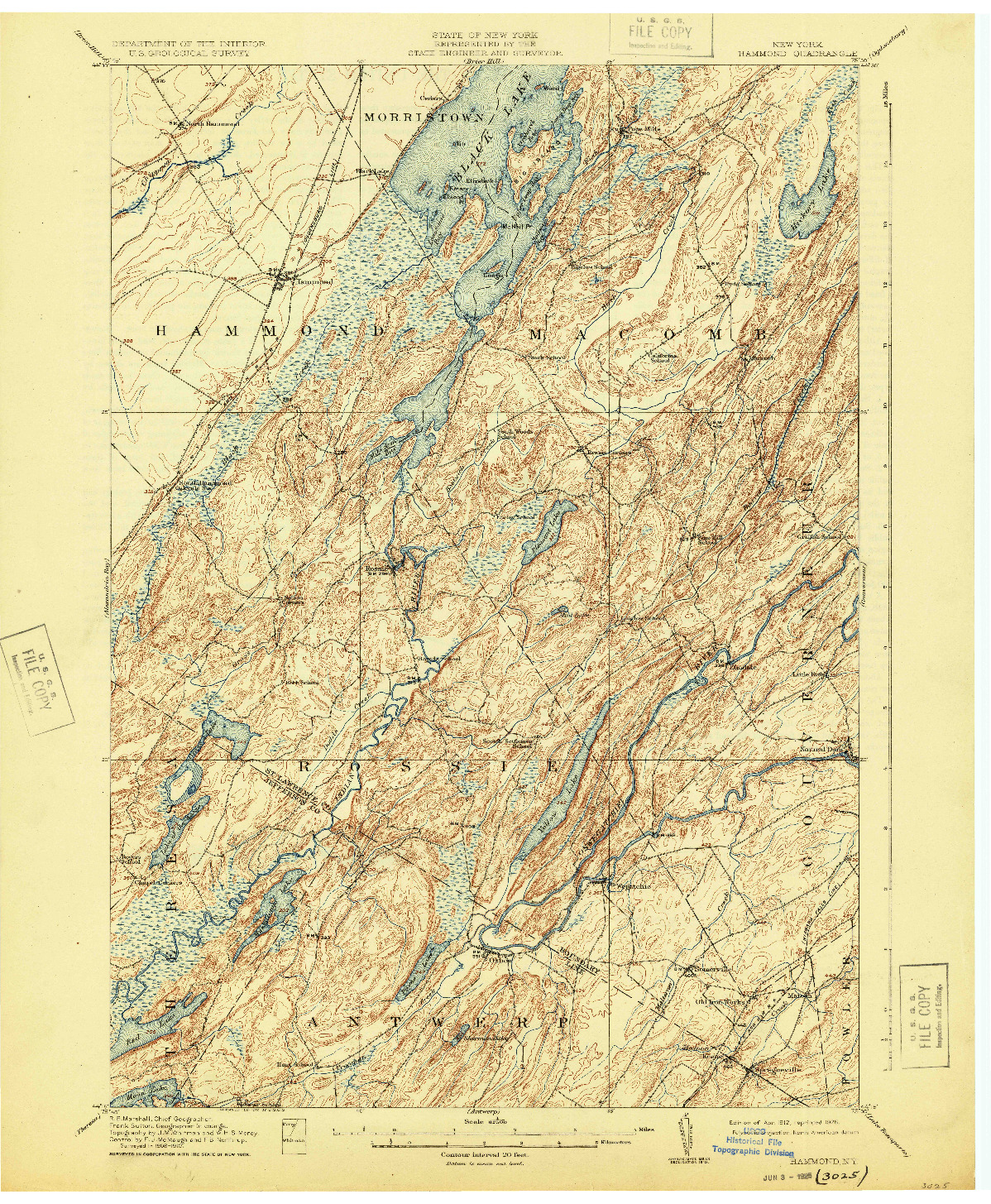 USGS 1:62500-SCALE QUADRANGLE FOR HAMMOND, NY 1912