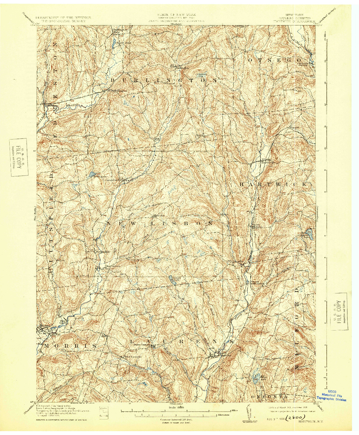 USGS 1:62500-SCALE QUADRANGLE FOR HARTWICK, NY 1912