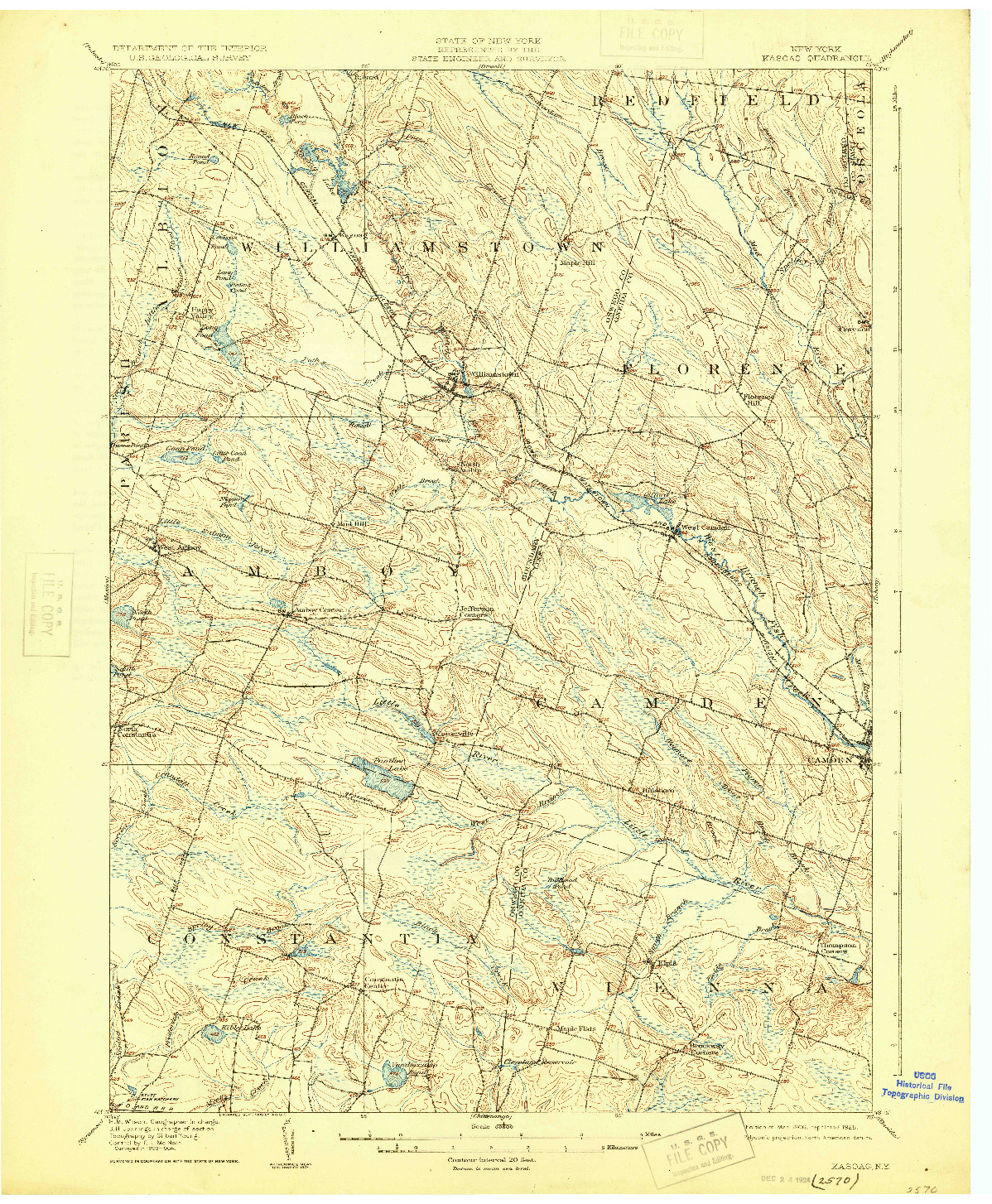 USGS 1:62500-SCALE QUADRANGLE FOR KASOAG, NY 1906