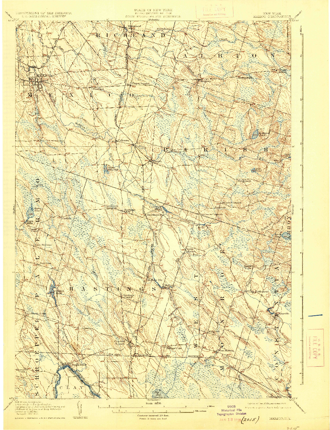 USGS 1:62500-SCALE QUADRANGLE FOR MEXICO, NY 1905