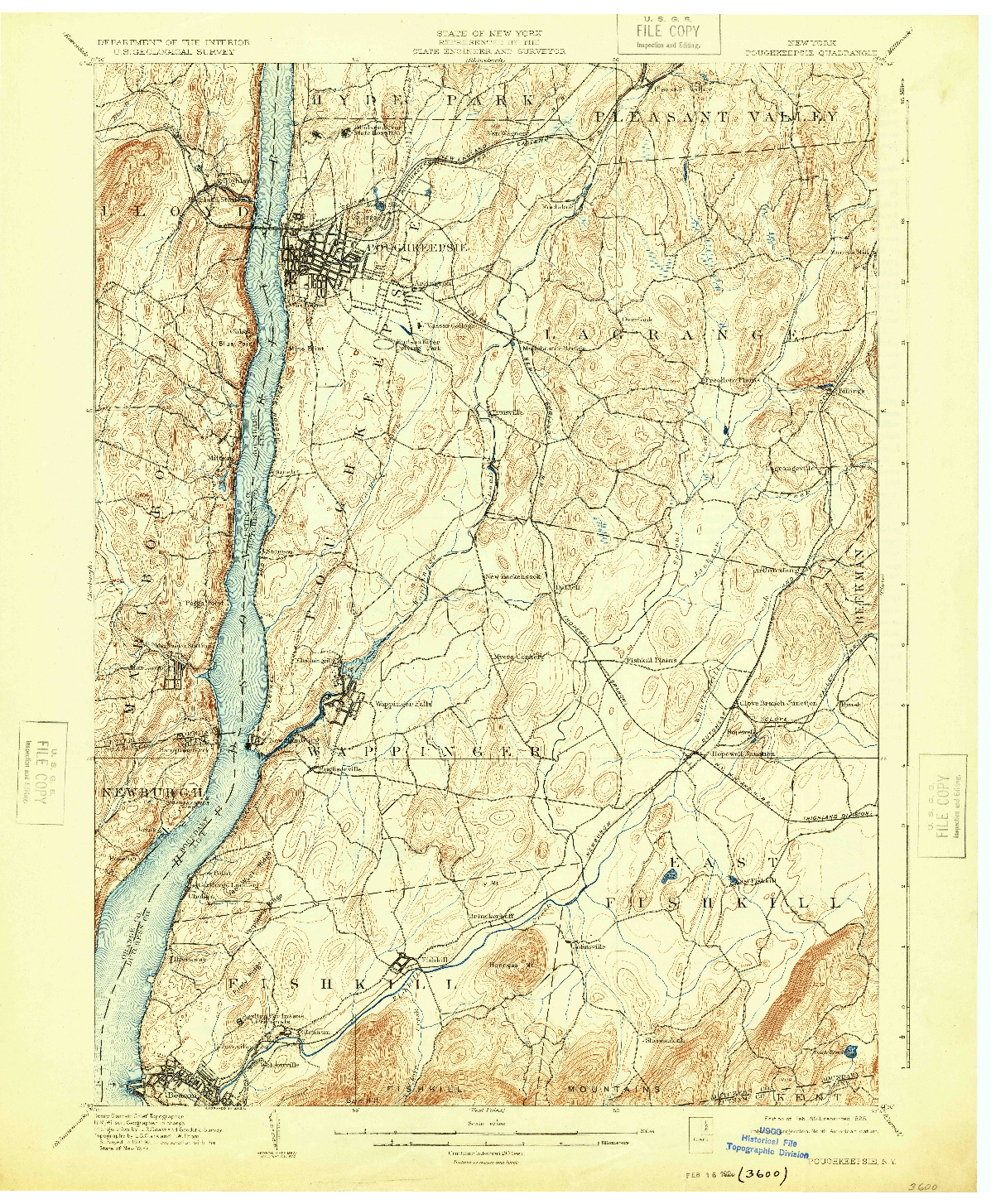 USGS 1:62500-SCALE QUADRANGLE FOR POUGHKEEPSIE, NY 1903