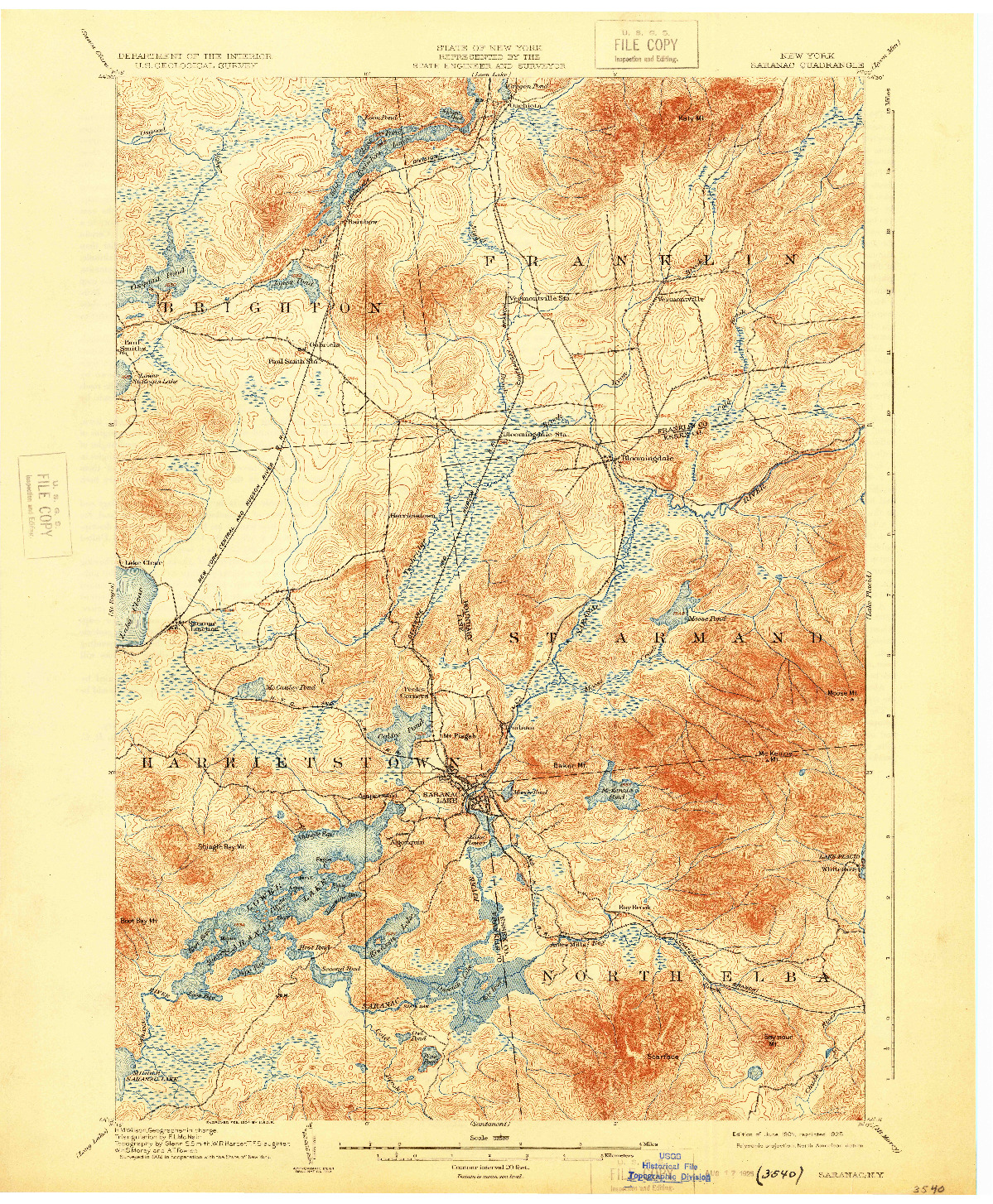 USGS 1:62500-SCALE QUADRANGLE FOR SARANAC, NY 1904