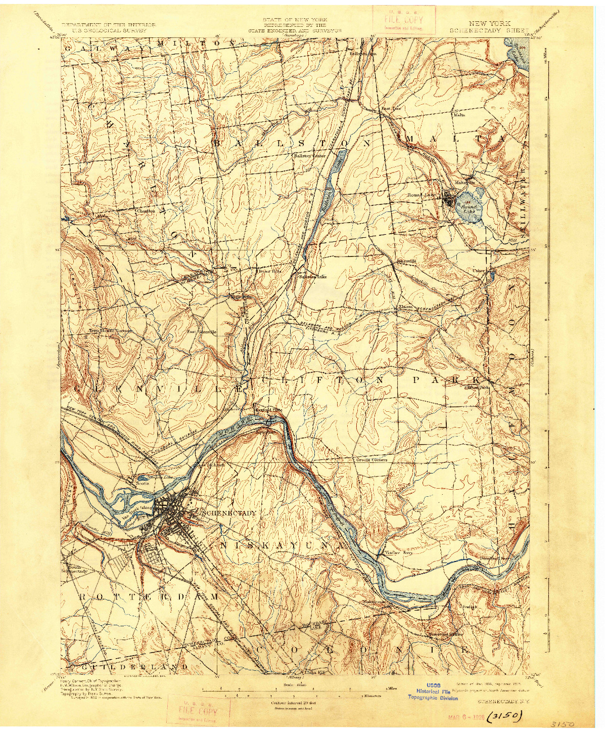 USGS 1:62500-SCALE QUADRANGLE FOR SCHENECTADY, NY 1898