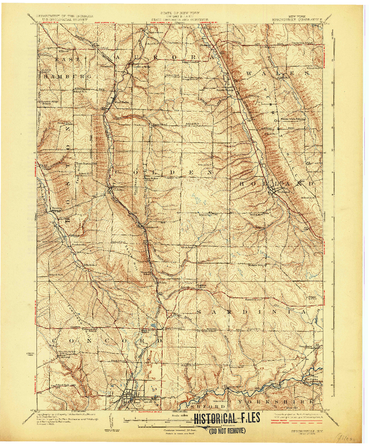 USGS 1:62500-SCALE QUADRANGLE FOR SPRINGVILLE, NY 1925