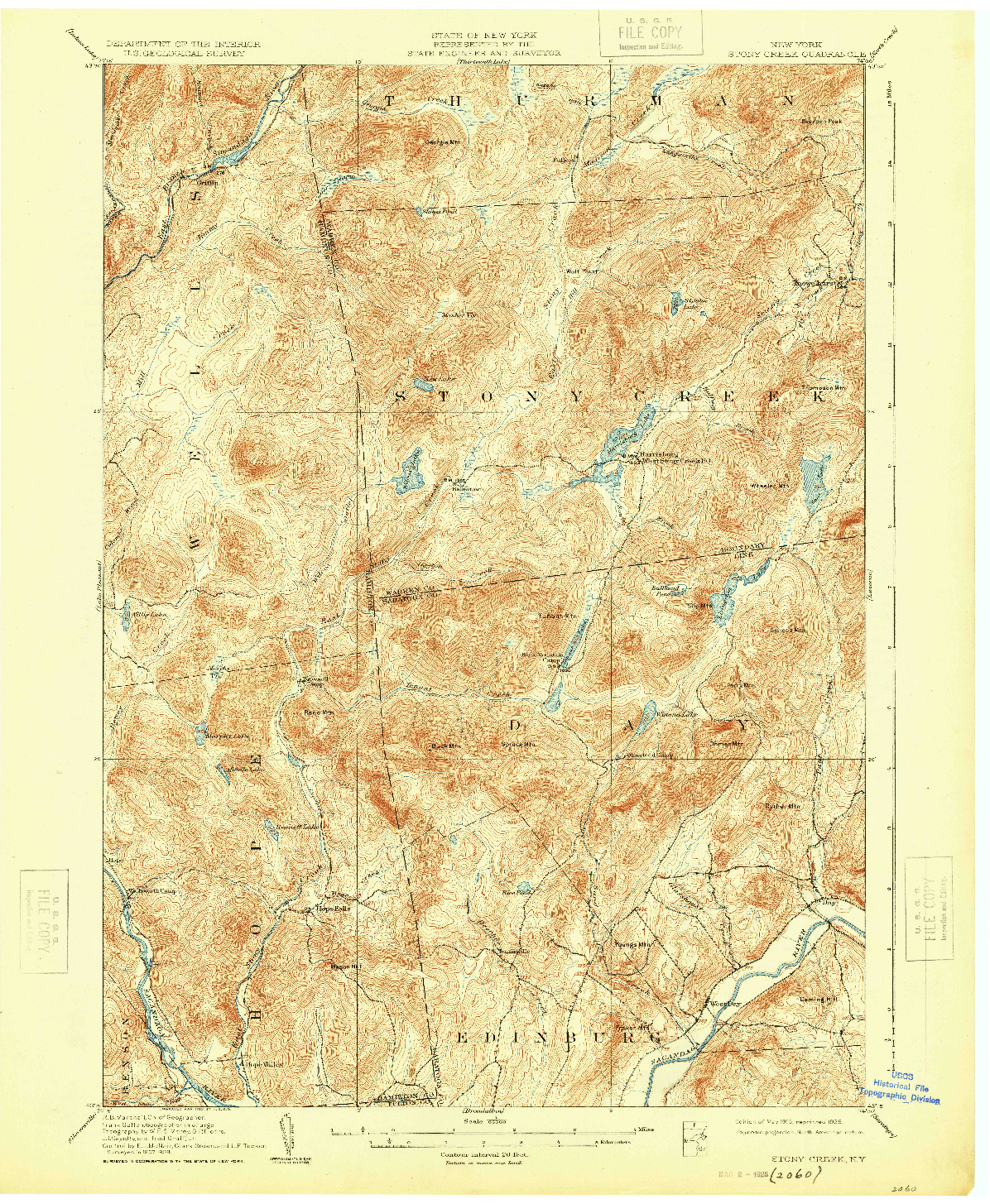 USGS 1:62500-SCALE QUADRANGLE FOR STONY CREEK, NY 1910