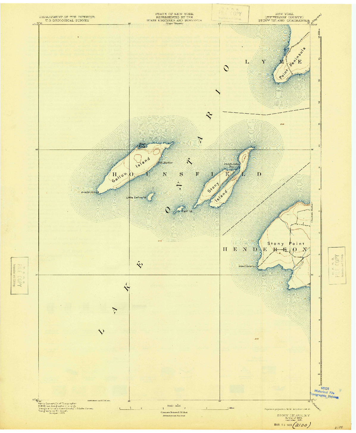 USGS 1:62500-SCALE QUADRANGLE FOR STONY ISLAND, NY 1895